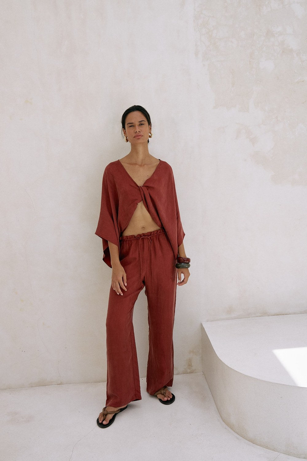 Lucid Flow Tie Pants Burgundy - 8