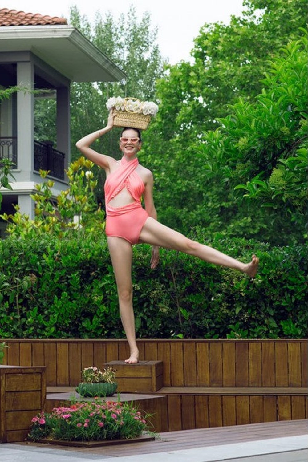 Mariana Çapraz Omuz Dekolteli Mayo, Pembe - 0