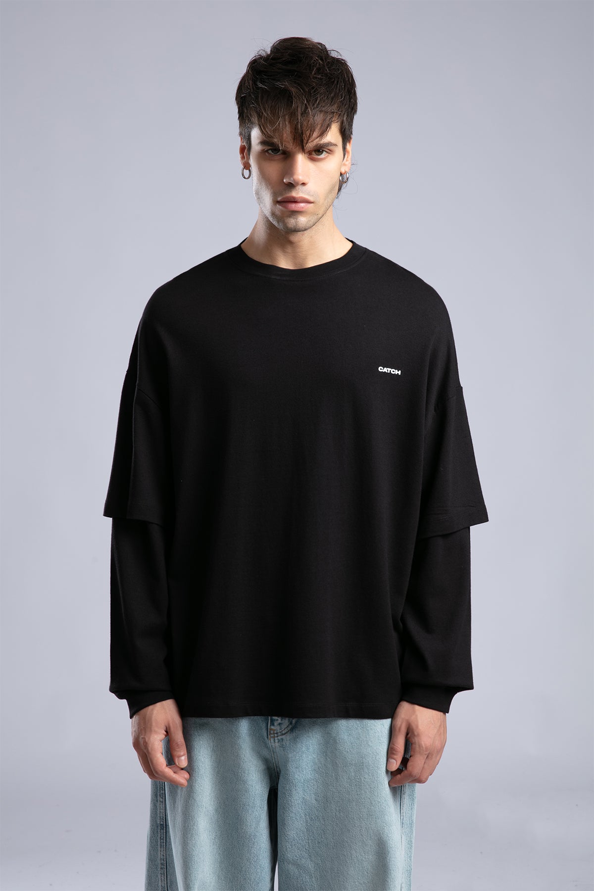 Catch-Minimal Logo Detaylı Basic İnce Sweatshirt-Sweatshirts & Hoodies-4-Milagron.com