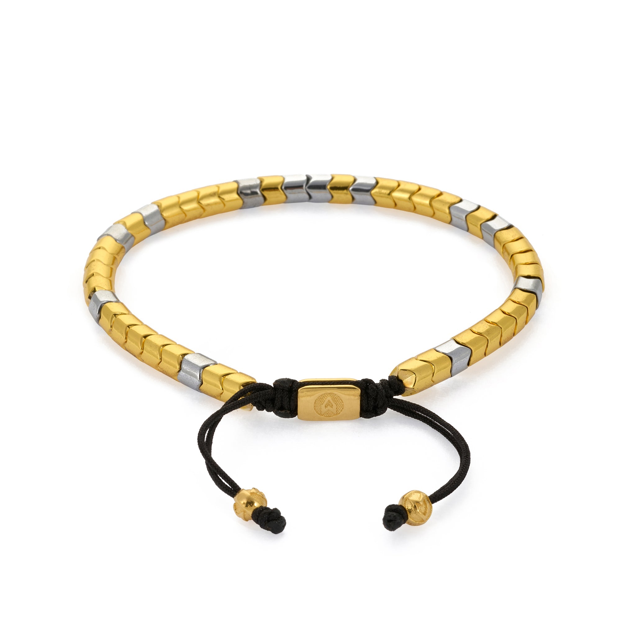 Silver And Gold Rolo Hematite Bracelet