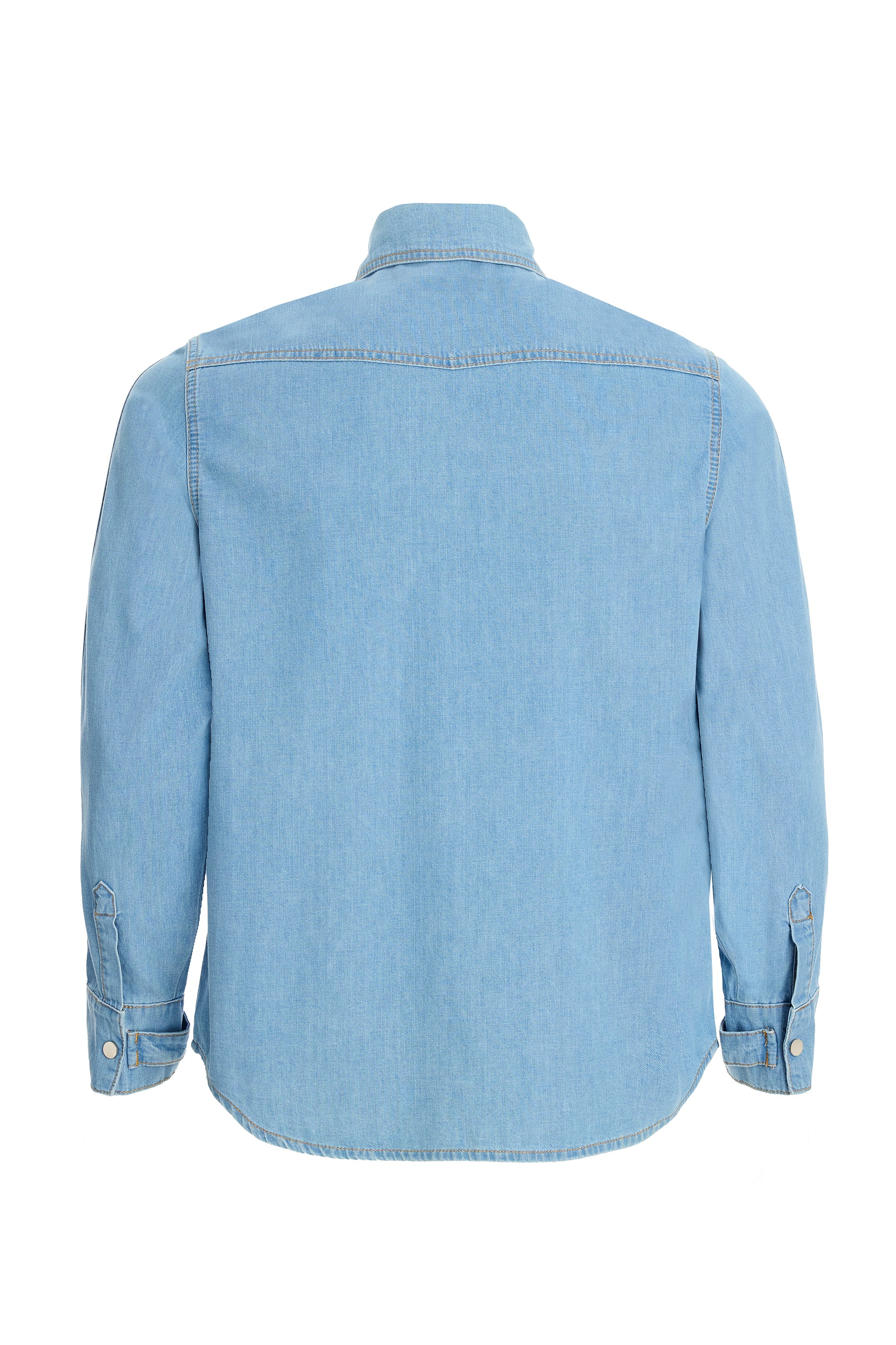 2be4A-Erkek Açık Mavi Cepli şerit Detaylı Denim Gömlek-7-Milagron.com