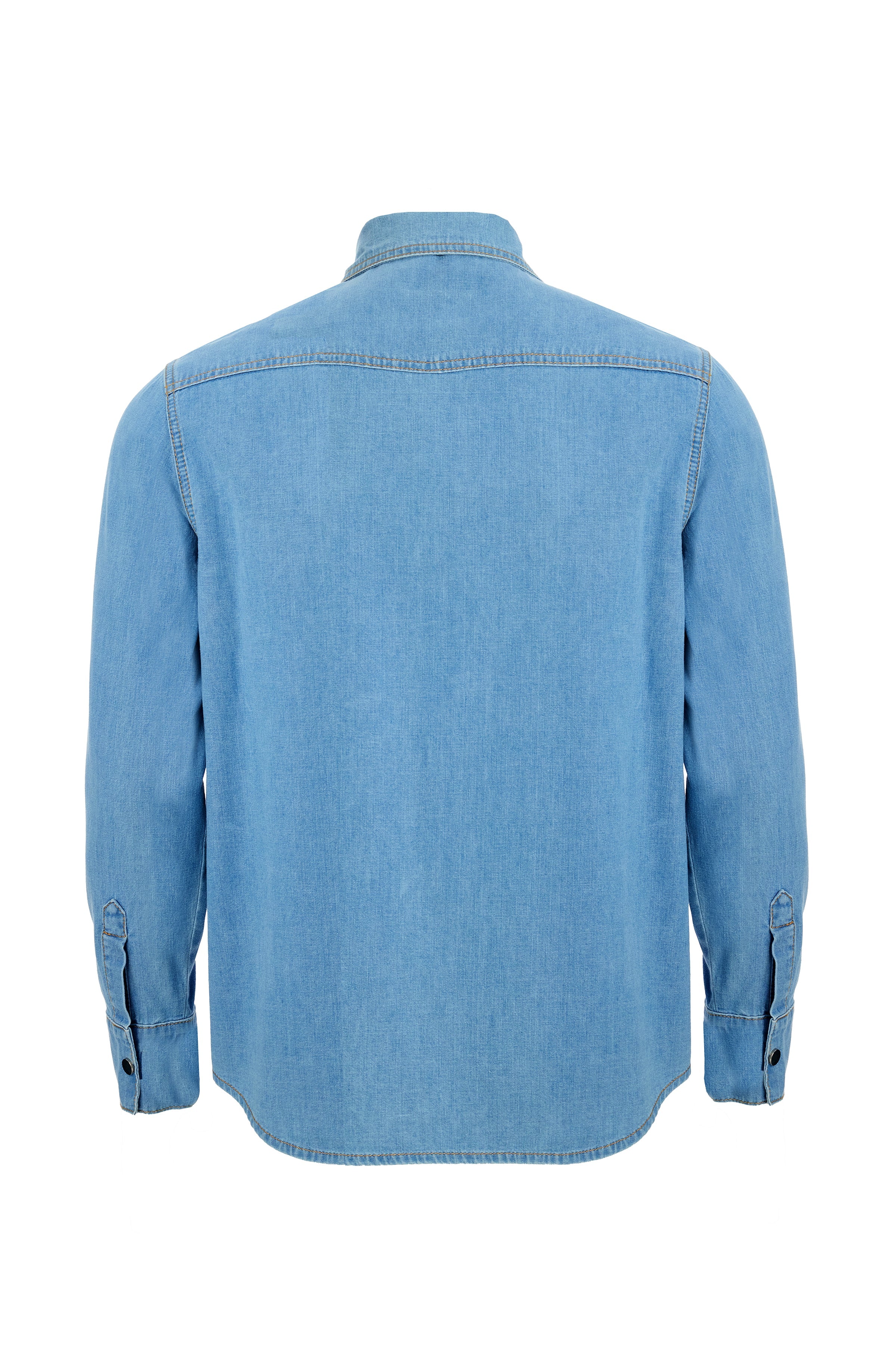 2be4 A-Erkek Açık Mavi şerit Detaylı Denim Gömlek-2-Milagron.com