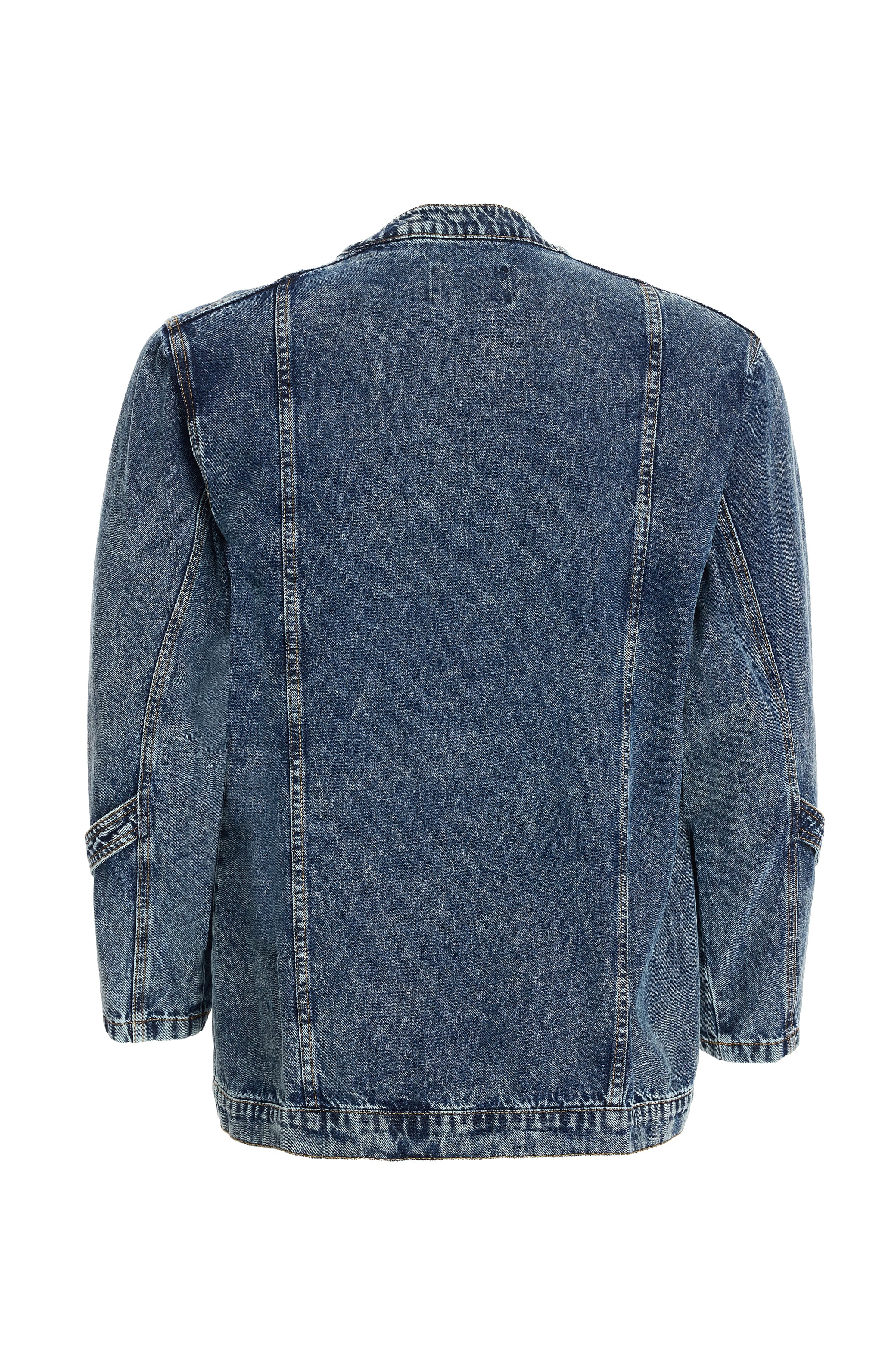 2be4 A-Erkek Bisiklet Yakalı Yan Fermuarlı Denim Ceket-2-Milagron.com