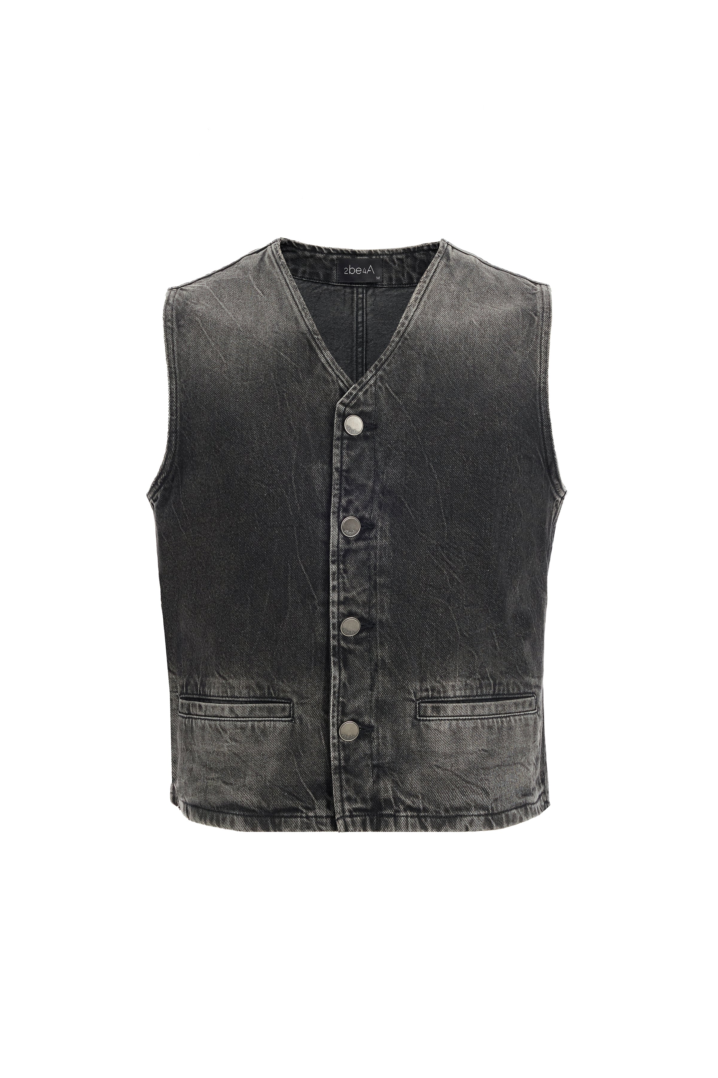 2be4A-Erkek Eskitme Siyah Denim Yelek-1-Milagron.com