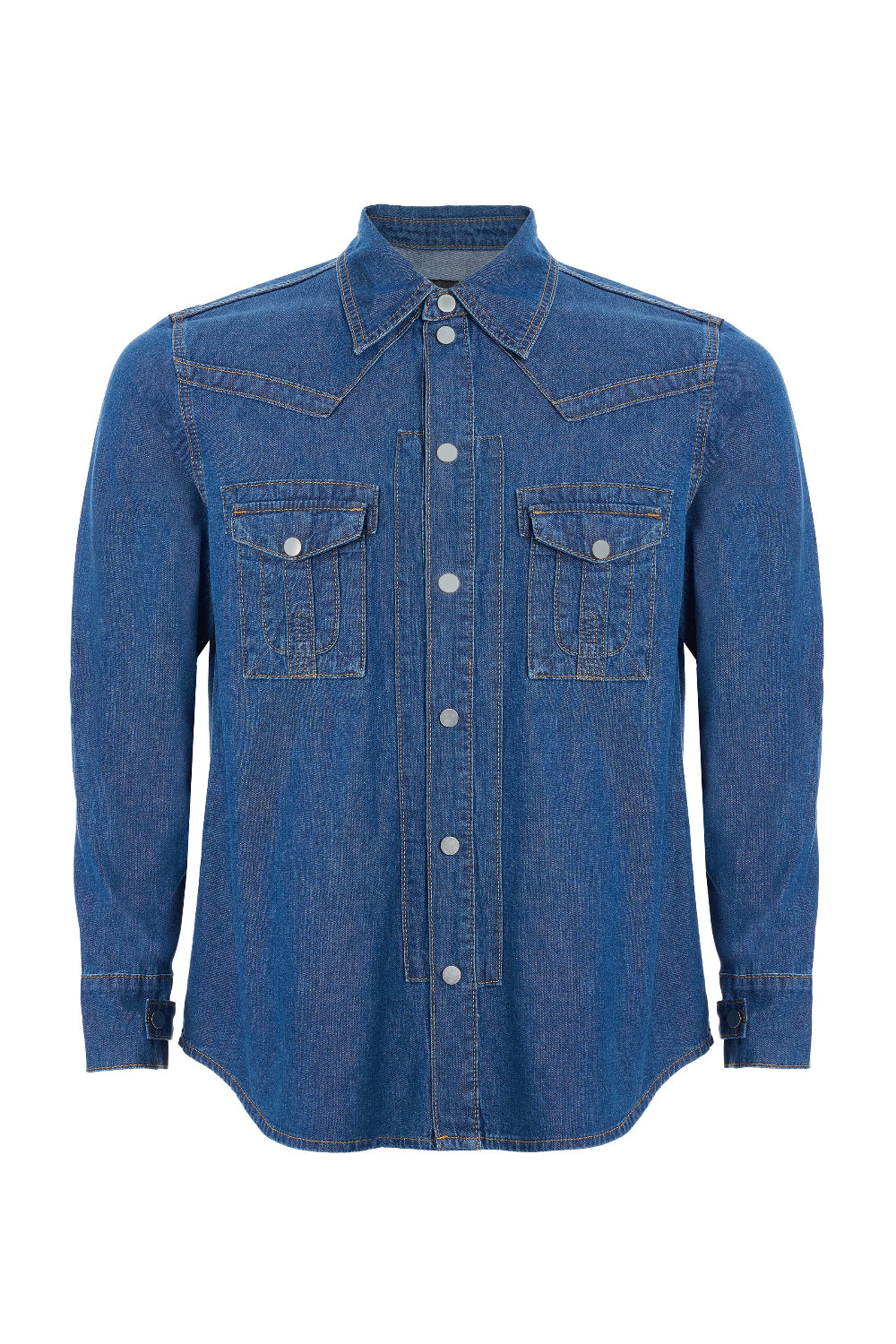 2be4A-Erkek Koyu Mavi Cepli Denim Gömlek-Gömlek-2-Milagron.com