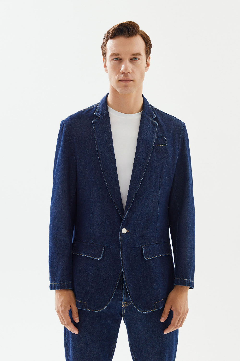 2be4A-Erkek Lacivert Blazer Denim Ceket-3-Milagron.com