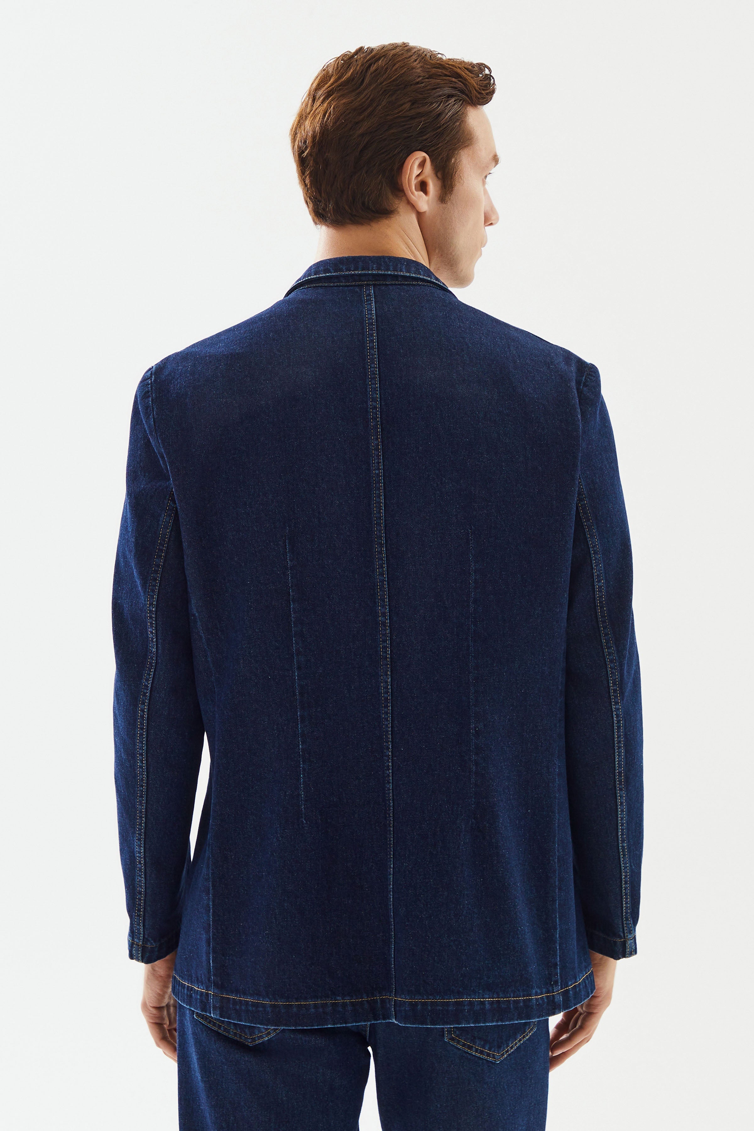 2be4A-Erkek Lacivert Blazer Denim Ceket-6-Milagron.com