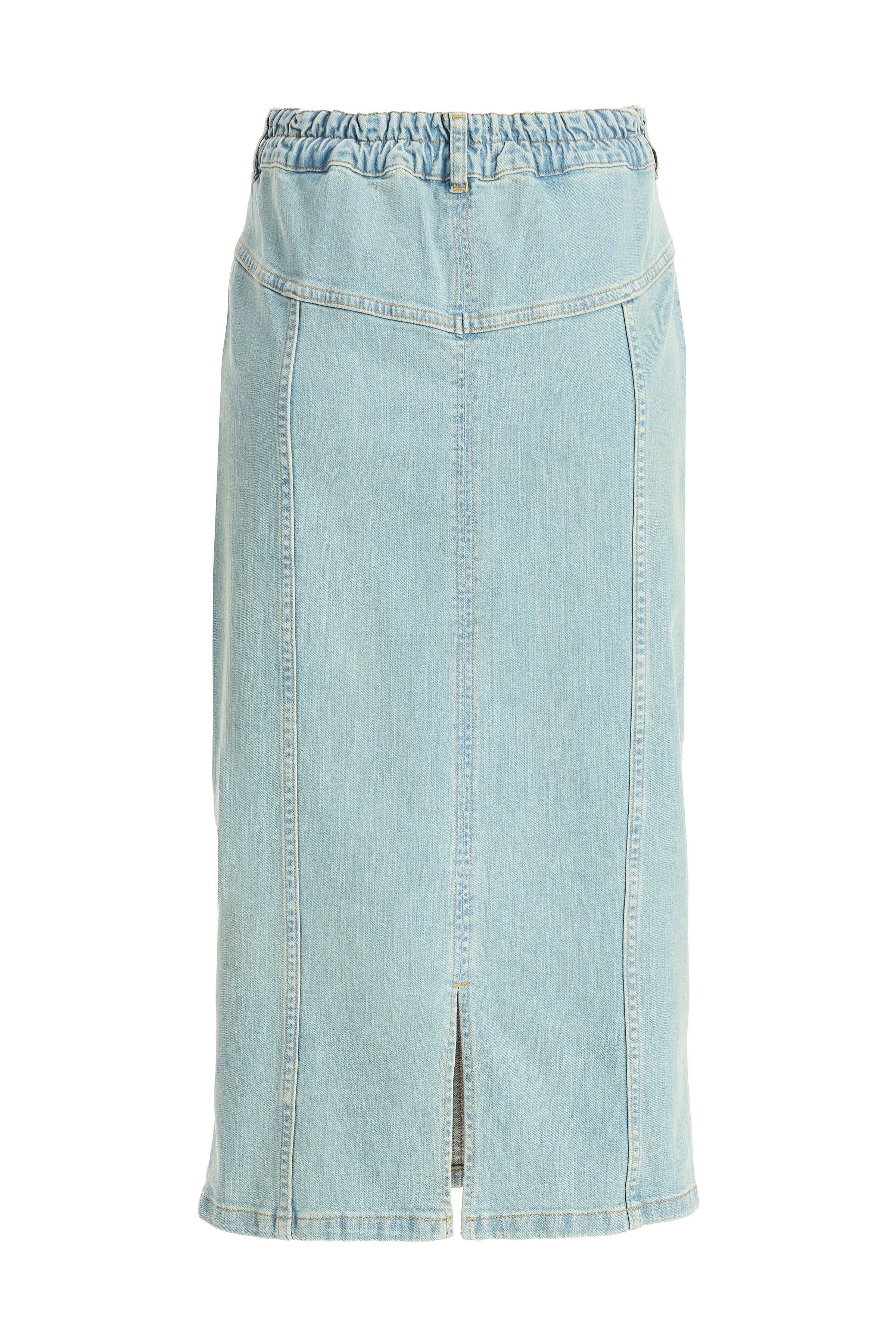 2be4A-Kadın Açık Mavi Cepli Denim Etek-2-Milagron.com