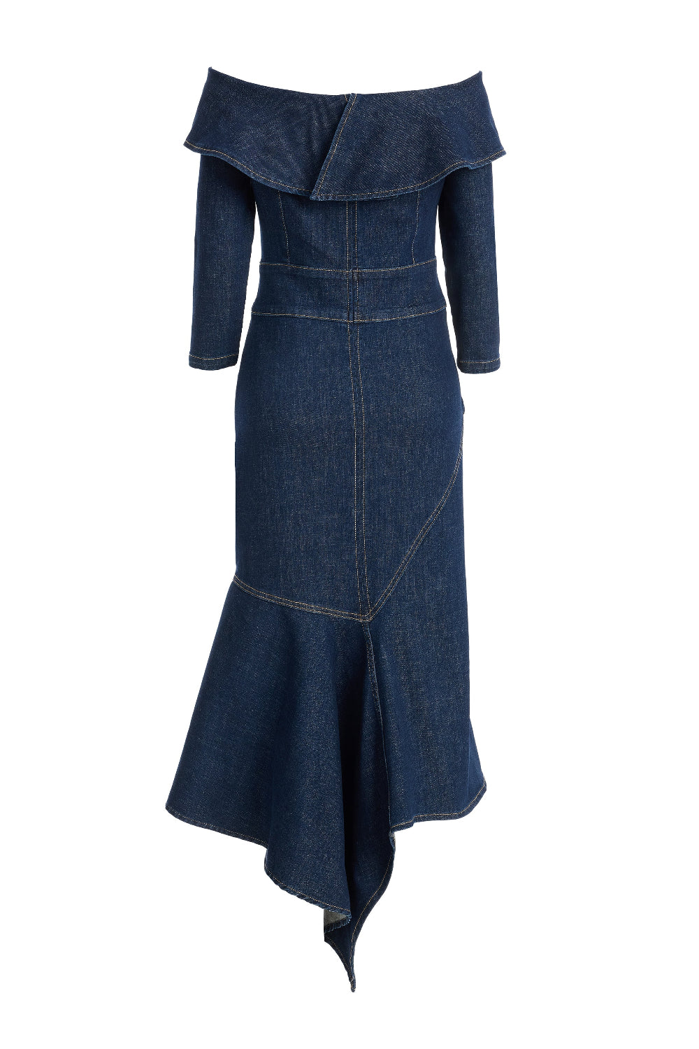 2be4A-Kadın Asimetrik Denim Elbise-Elbise-3-Milagron.com