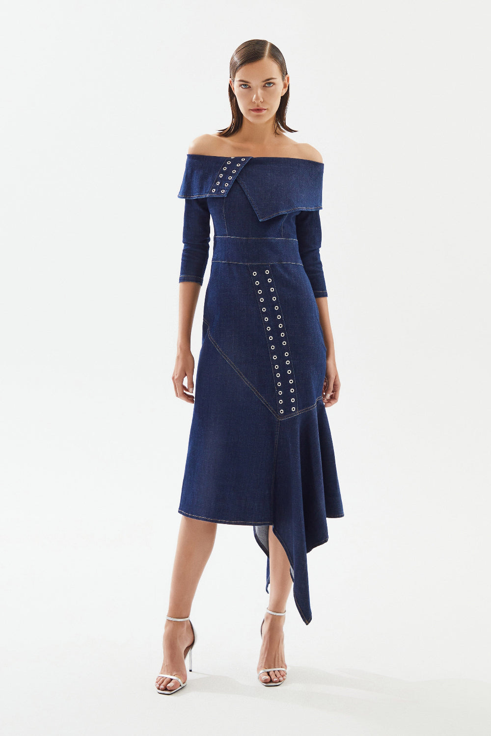2be4A-Kadın Asimetrik Denim Elbise-Elbise-4-Milagron.com