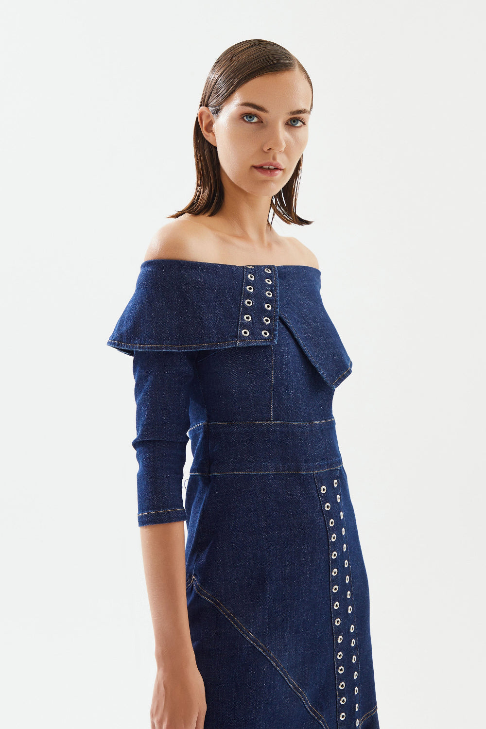 2be4A-Kadın Asimetrik Denim Elbise-Elbise-5-Milagron.com