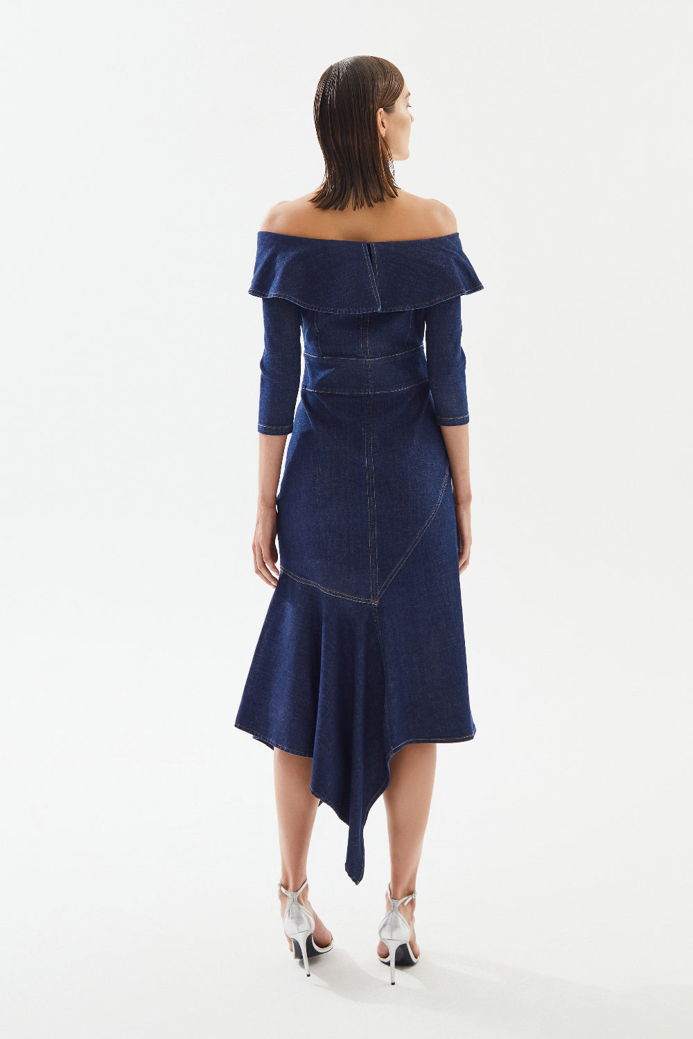 2be4A-Kadın Asimetrik Denim Elbise-Elbise-6-Milagron.com