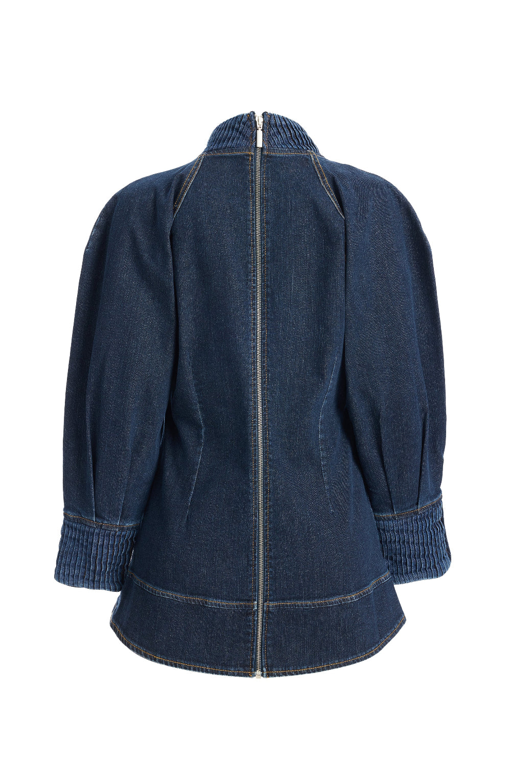 2be4A-Kadın Balon Kollu Denim Bluz-Bluz-3-Milagron.com