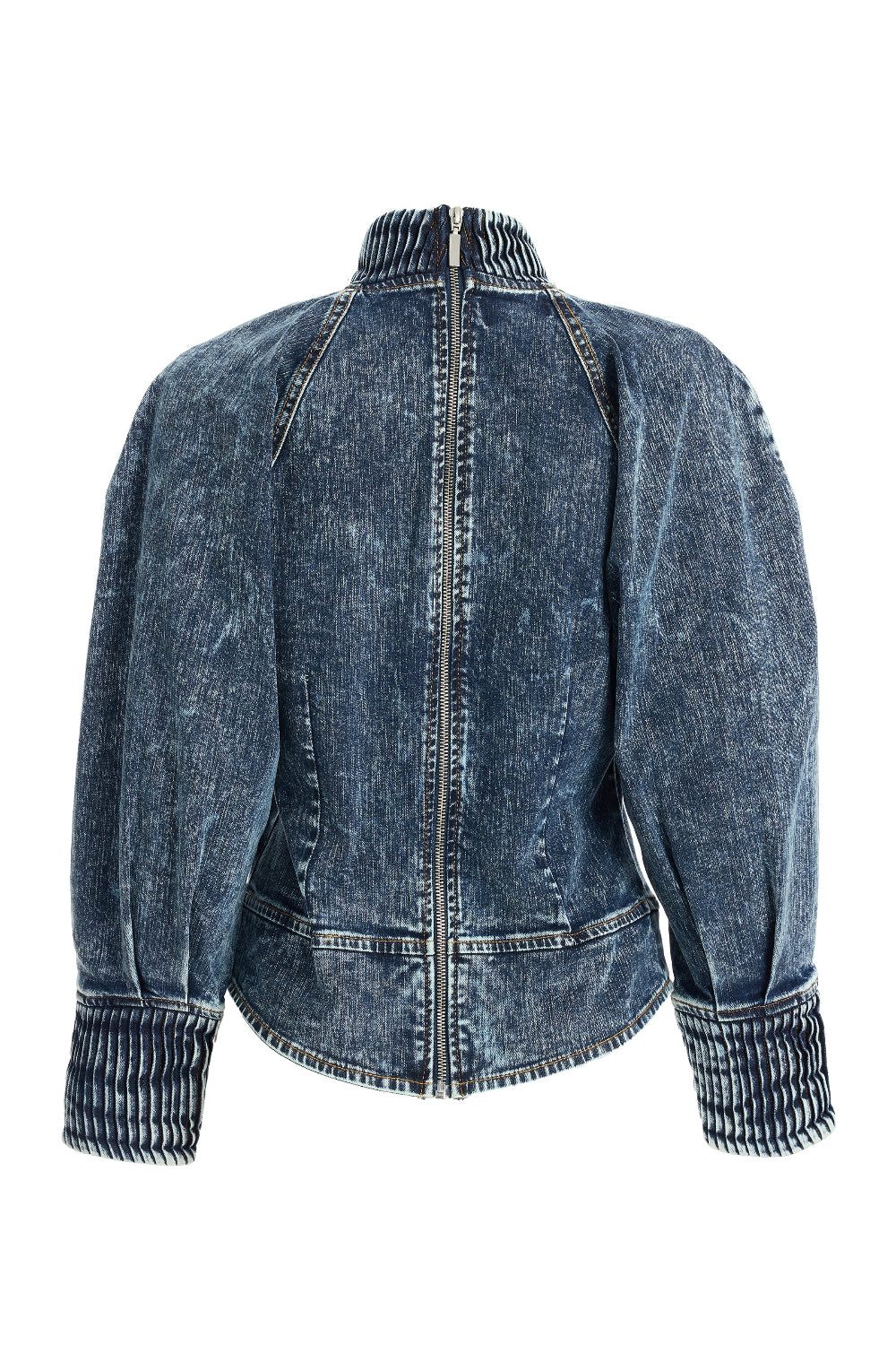 2be4A-Kadın Balon Kollu Kısa Denim Bluz-Bluz-3-Milagron.com