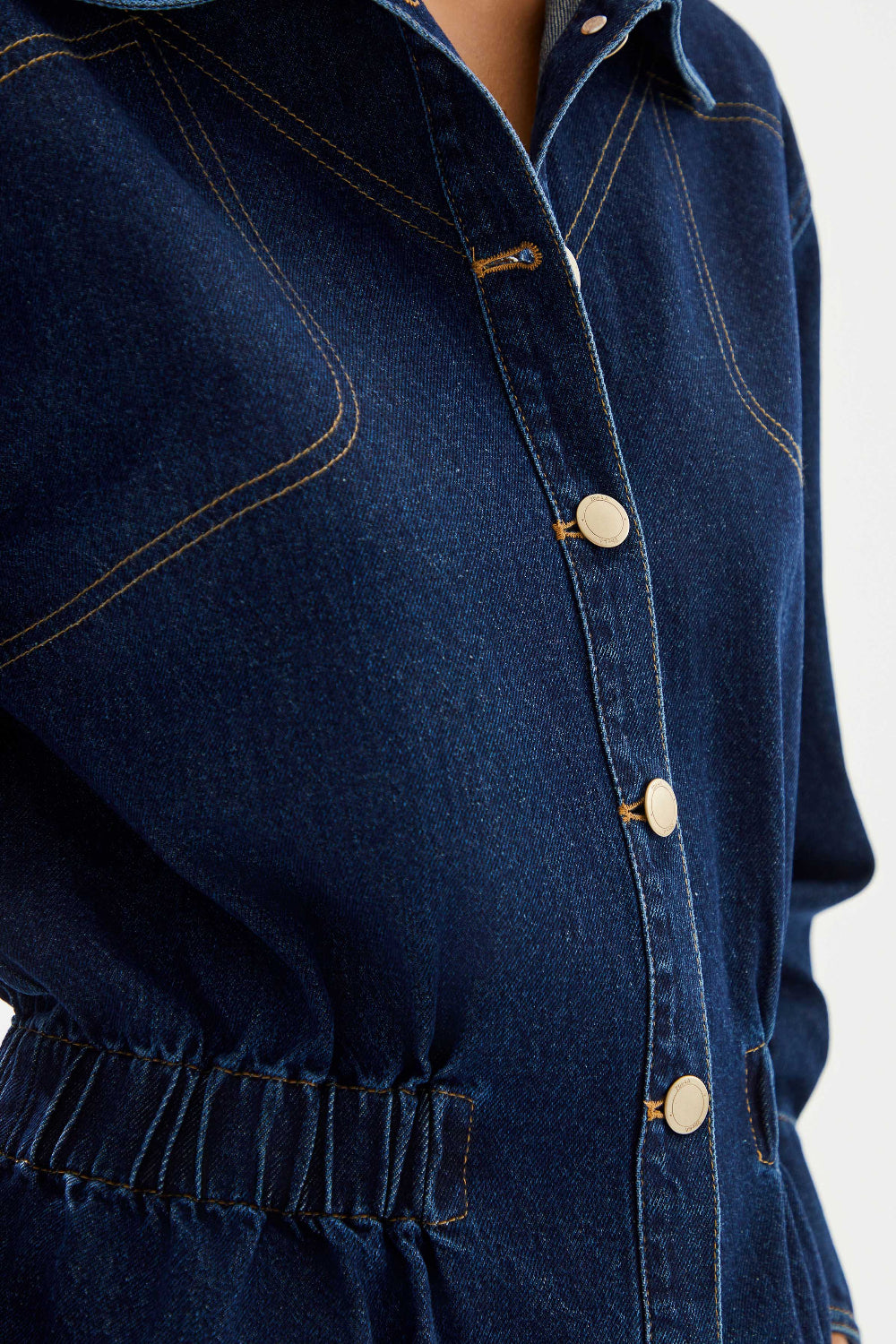 2be4A-Kadın Beli Büzgülü Denim Ceket-Ceket-5-Milagron.com