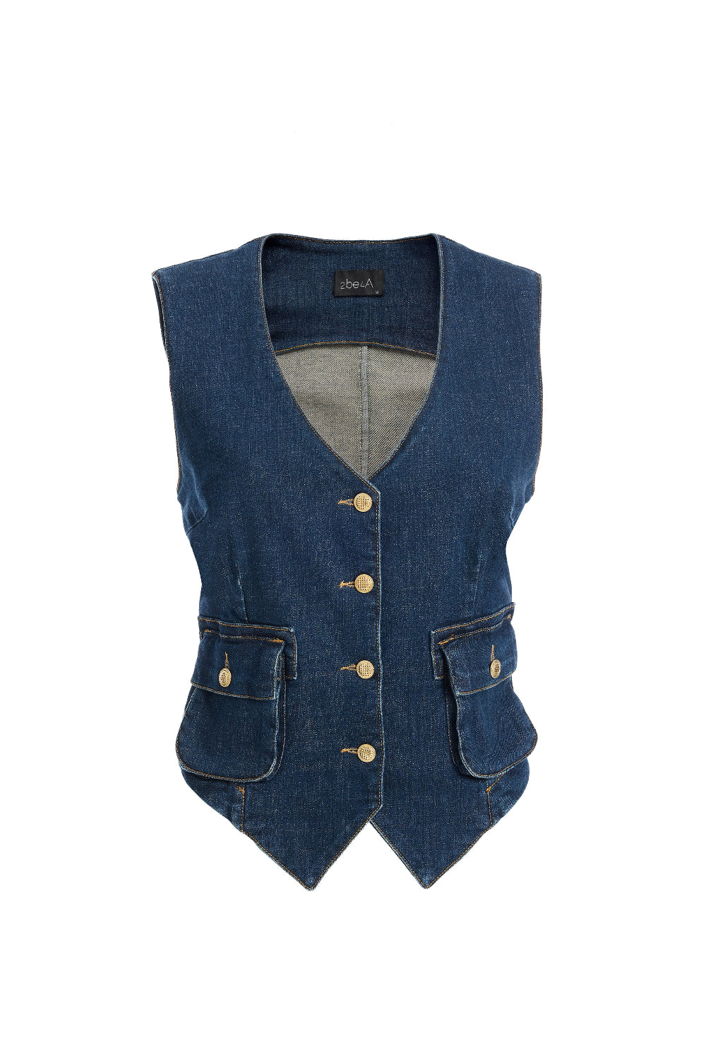 2be4A-Kadın Cep Detaylı Denim Yelek-Yelek-2-Milagron.com