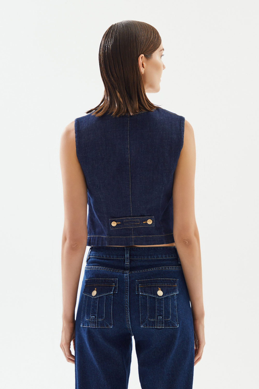 2be4A-Kadın Cep Detaylı Denim Yelek-Yelek-6-Milagron.com