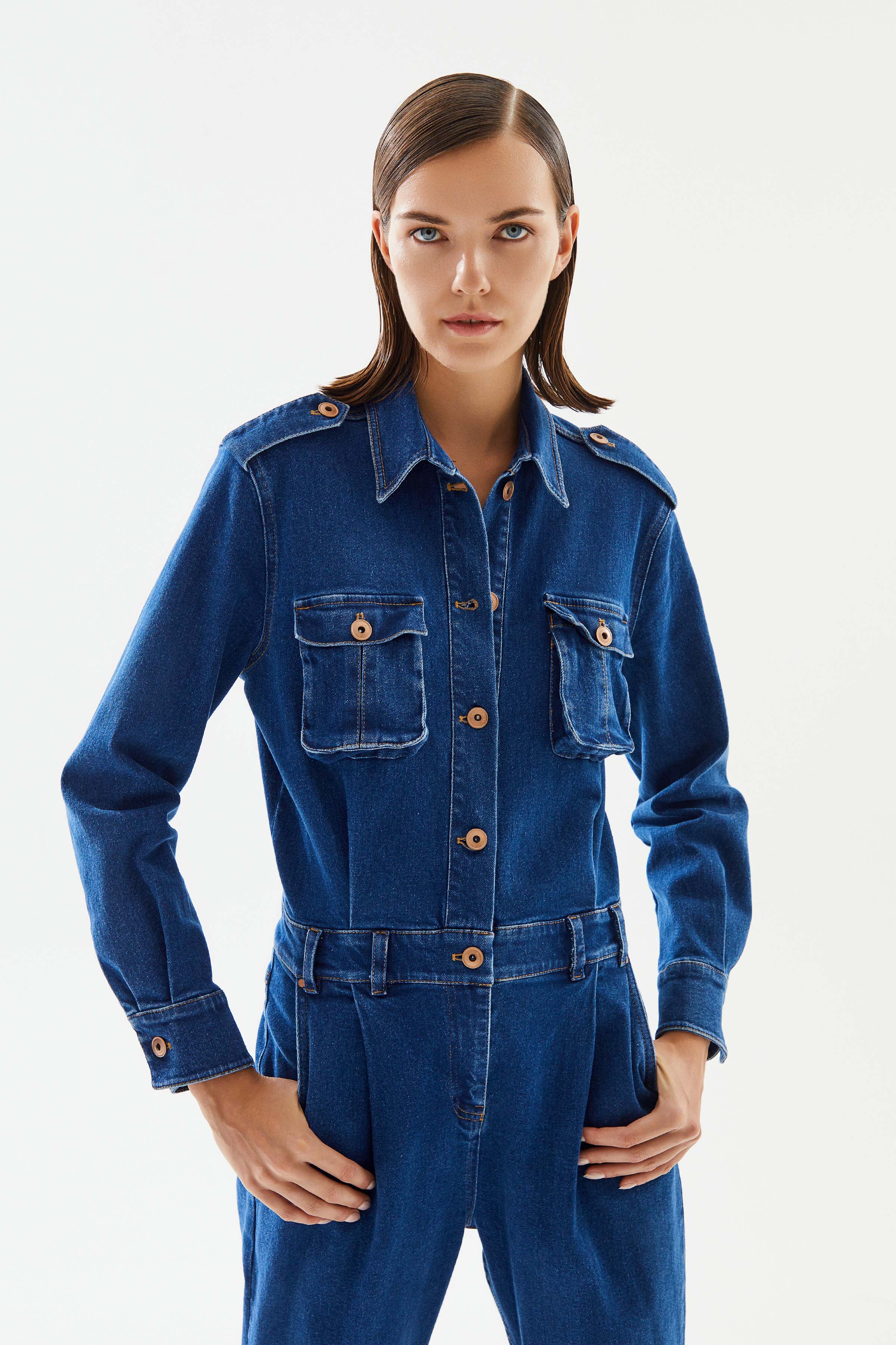 2be4A-Kadın Cepli Denim Tulum-5-Milagron.com