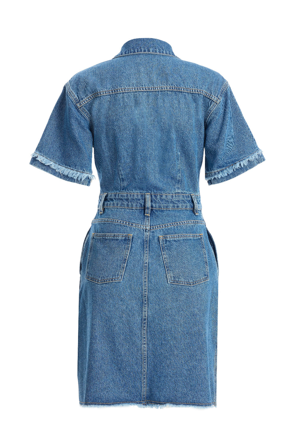 2be4A-Kadın Düğmeli Denim Elbise-2-Milagron.com