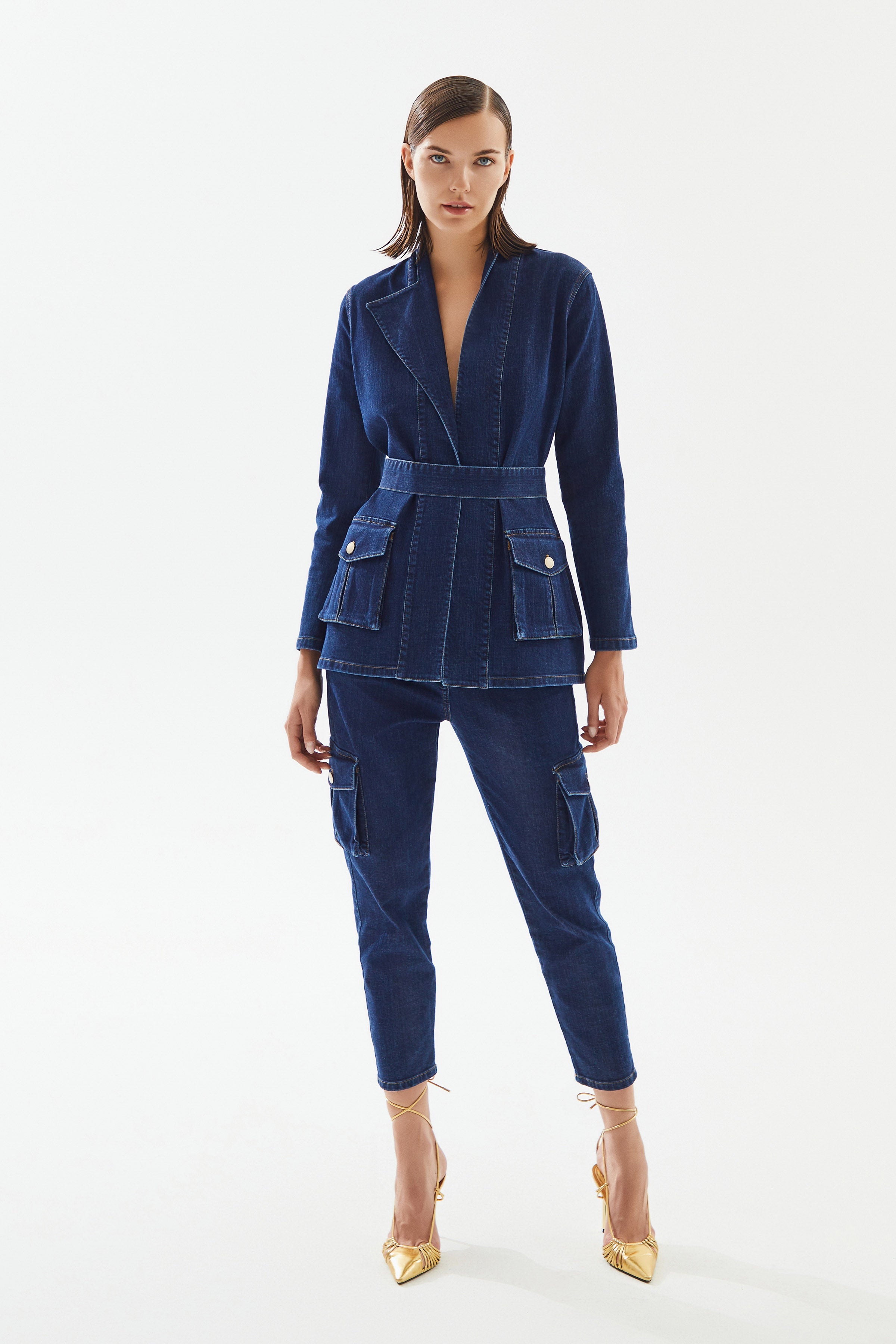 2be4A-Kadın Kargo Cepli Denim Ceket-3-Milagron.com