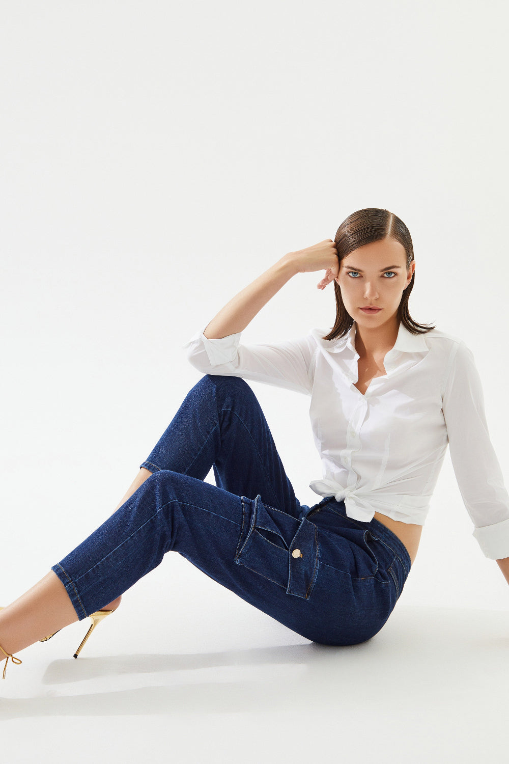 2be4A-Kadın Kargo Cepli Denim Pantolon-Kot Pantolon-4-Milagron.com