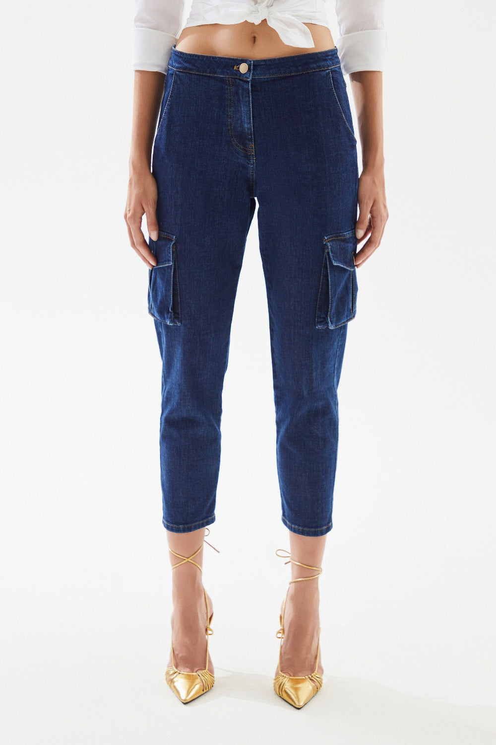 2be4A-Kadın Kargo Cepli Denim Pantolon-Kot Pantolon-5-Milagron.com