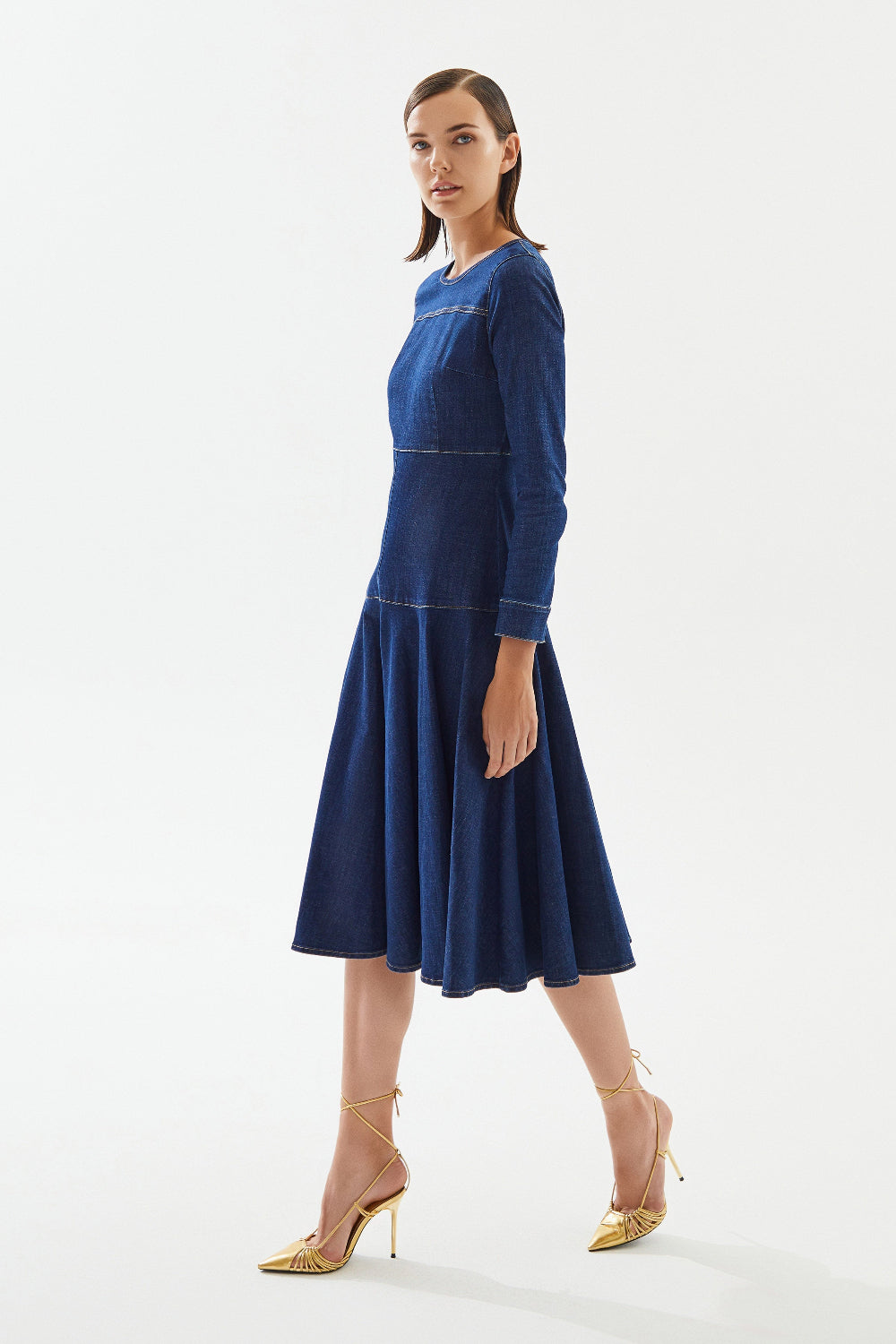 2be4A-Kadın Klasik Denim Elbise-Elbise-4-Milagron.com