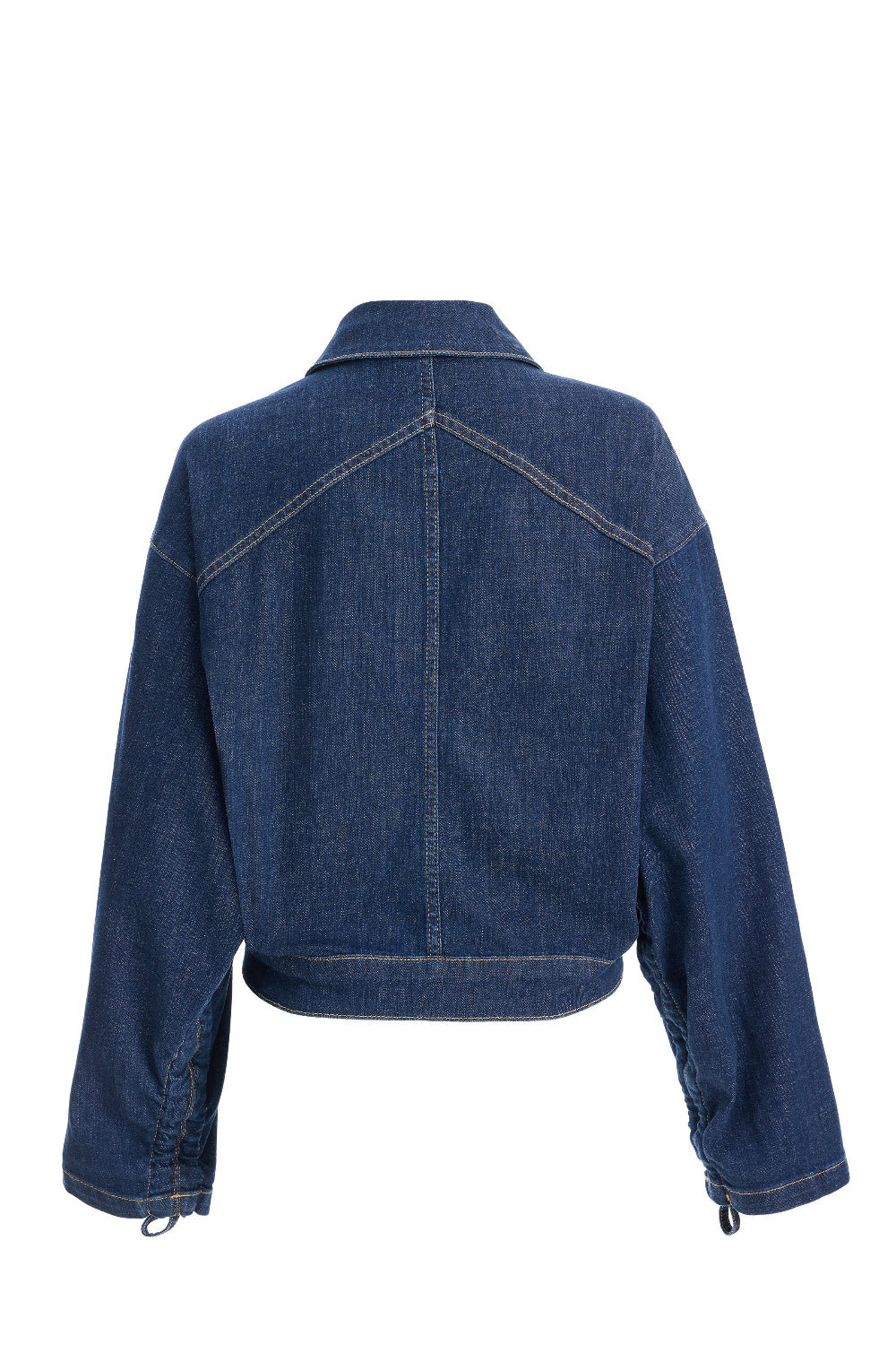 2be4A-Kadın Kolları Büzgülü Kısa Denim Ceket-2-Milagron.com