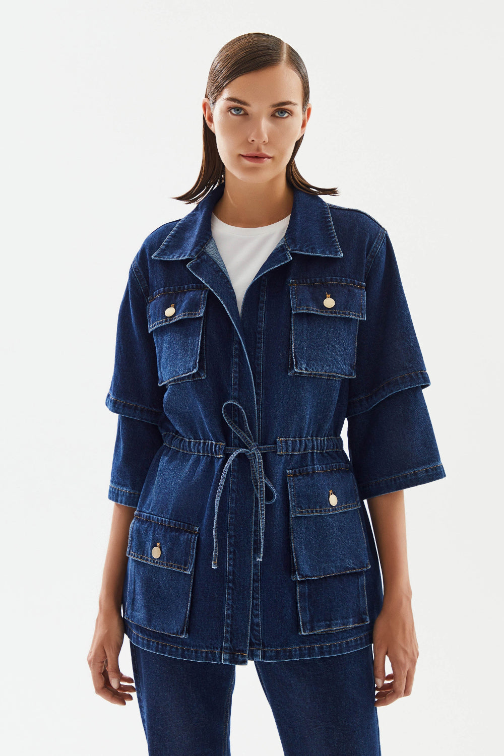 2be4A-Kadın Kolları Kısalabilen Denim Ceket-Ceket-1-Milagron.com