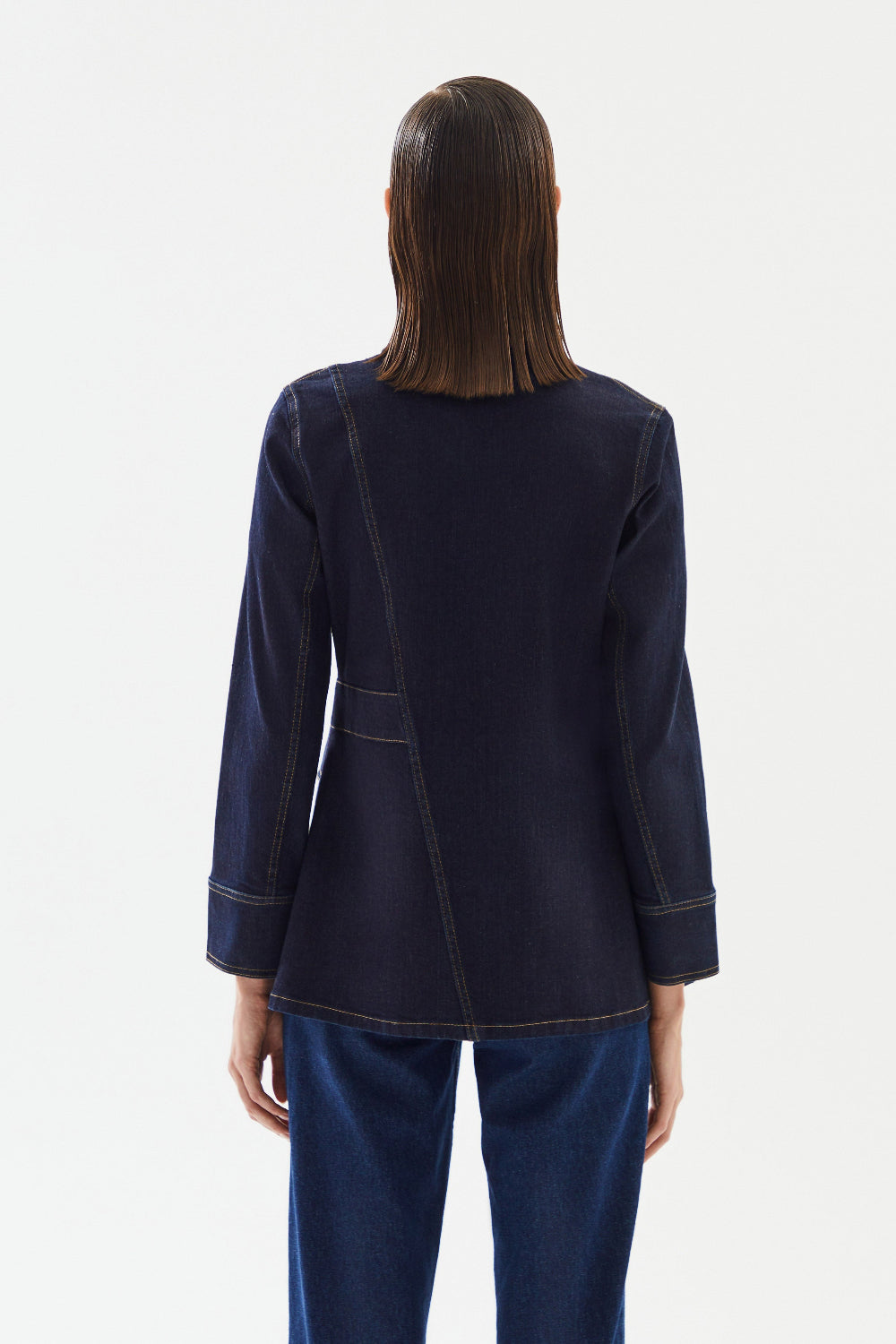 2be4A-Kadın Kruvaze Denim Ceket-Ceket-6-Milagron.com