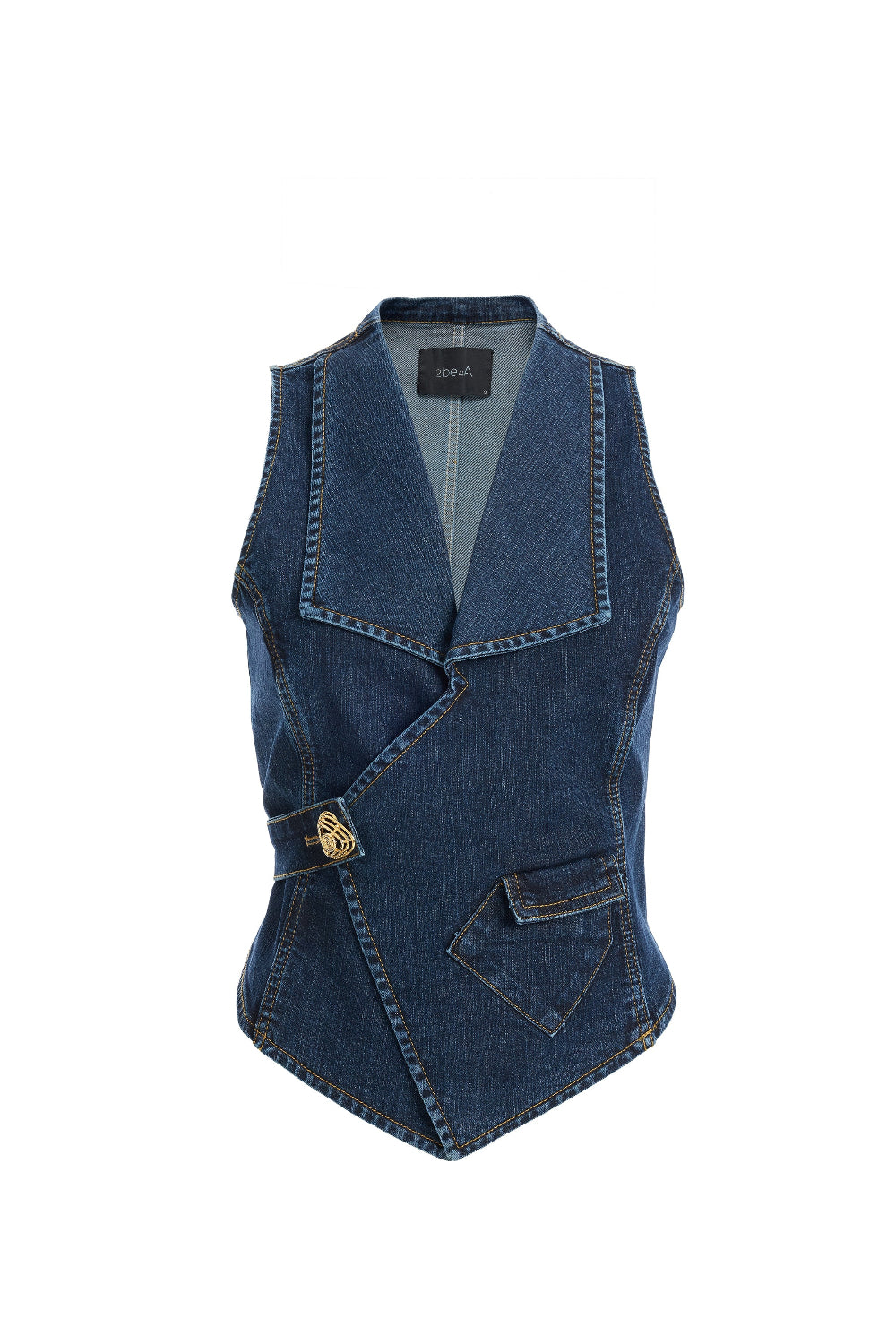 2be4A-Kadın Kruvaze Denim Yelek-Yelek-2-Milagron.com