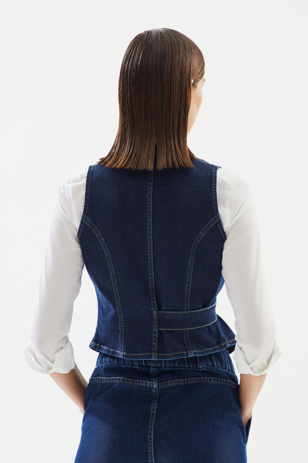 2be4A-Kadın Kruvaze Denim Yelek-Yelek-6-Milagron.com