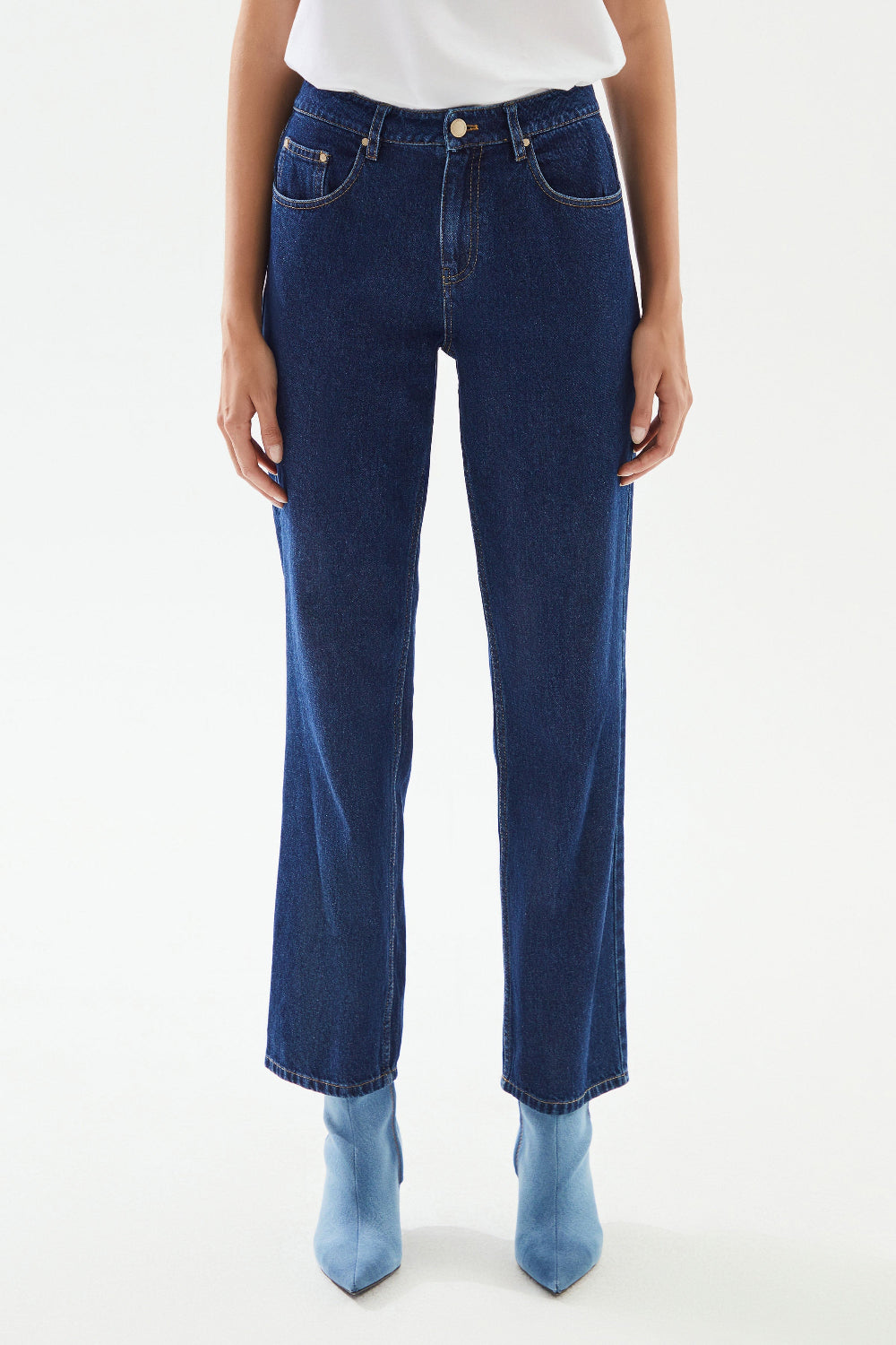 2be4A-Kadın Mid Rise Straight Denim Pantolon-Kot Pantolon-5-Milagron.com