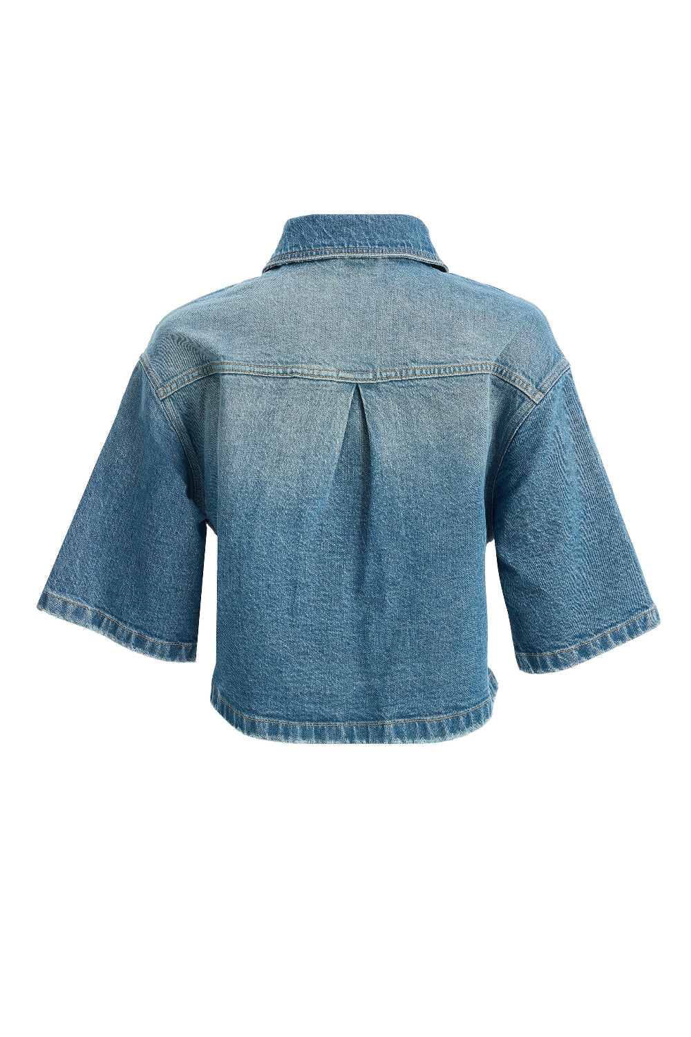 2be4A-Kadın Nervür Detaylı Geniş Kollu Denim Ceket-2-Milagron.com