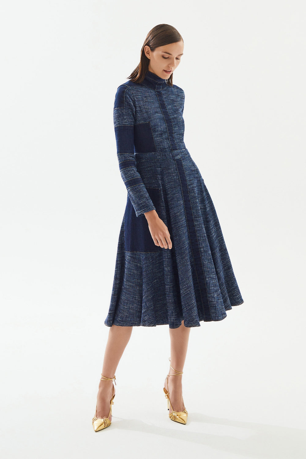 2be4A-Kadın Şeritli Denim Elbise-Elbise-1-Milagron.com