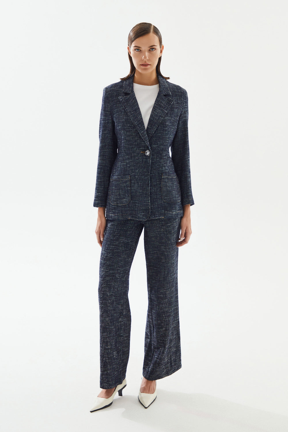 2be4A-Kadın Triko Görünümlü Denim Pantolon-Kot Pantolon-1-Milagron.com