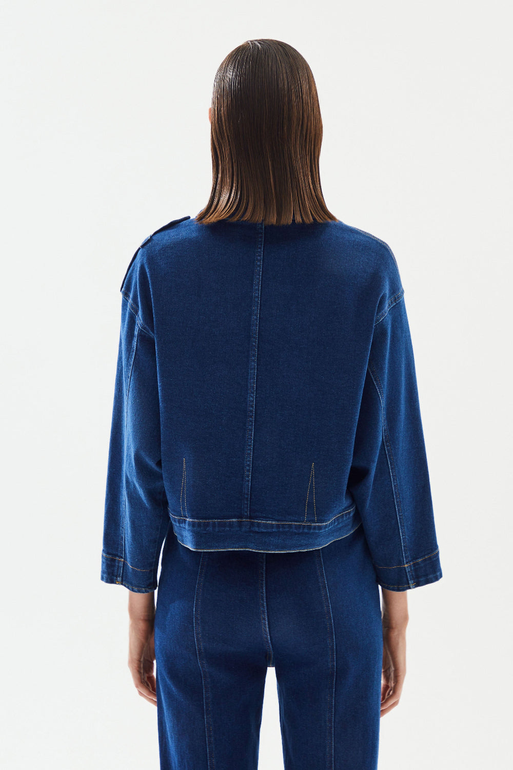 2be4A-Kadın Yüksek Yaka Denim Ceket-Ceket-6-Milagron.com