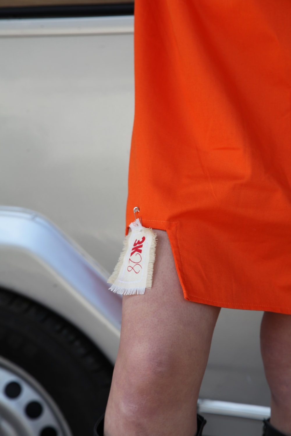 3K28-Kutnu Turuncu Elbise-Elbise-2-Milagron.com