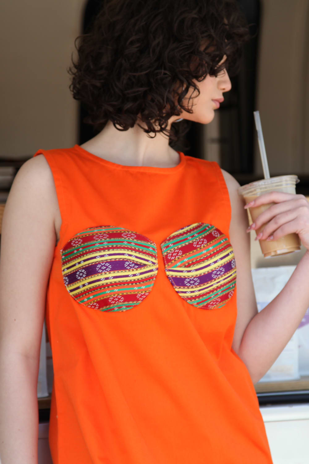 3K28-Kutnu Turuncu Elbise-Elbise-3-Milagron.com