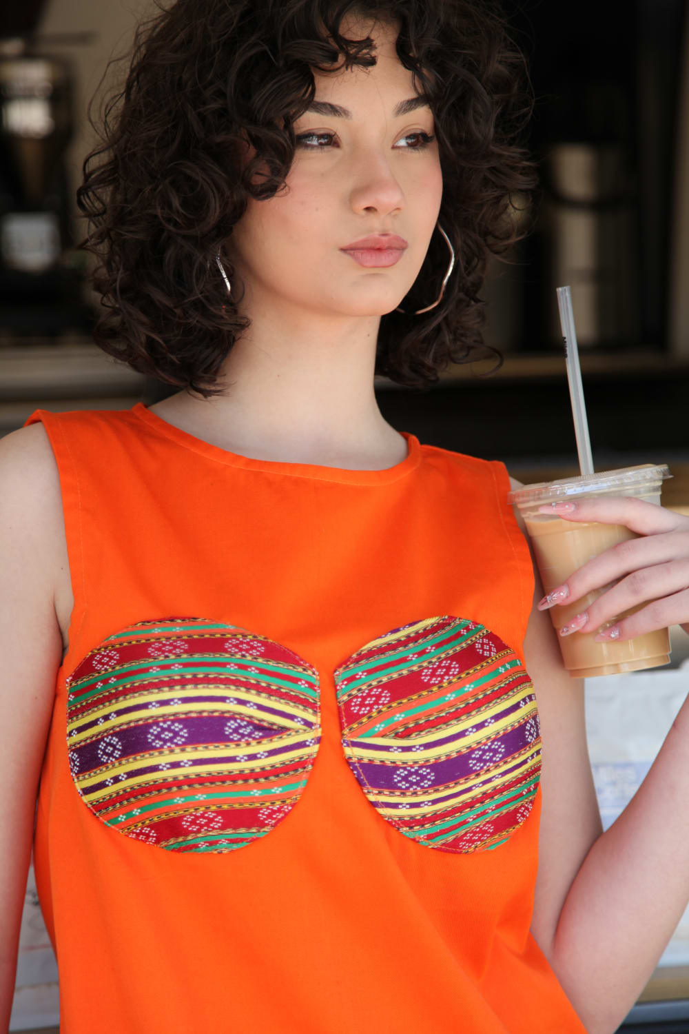 3K28-Kutnu Turuncu Elbise-Elbise-4-Milagron.com