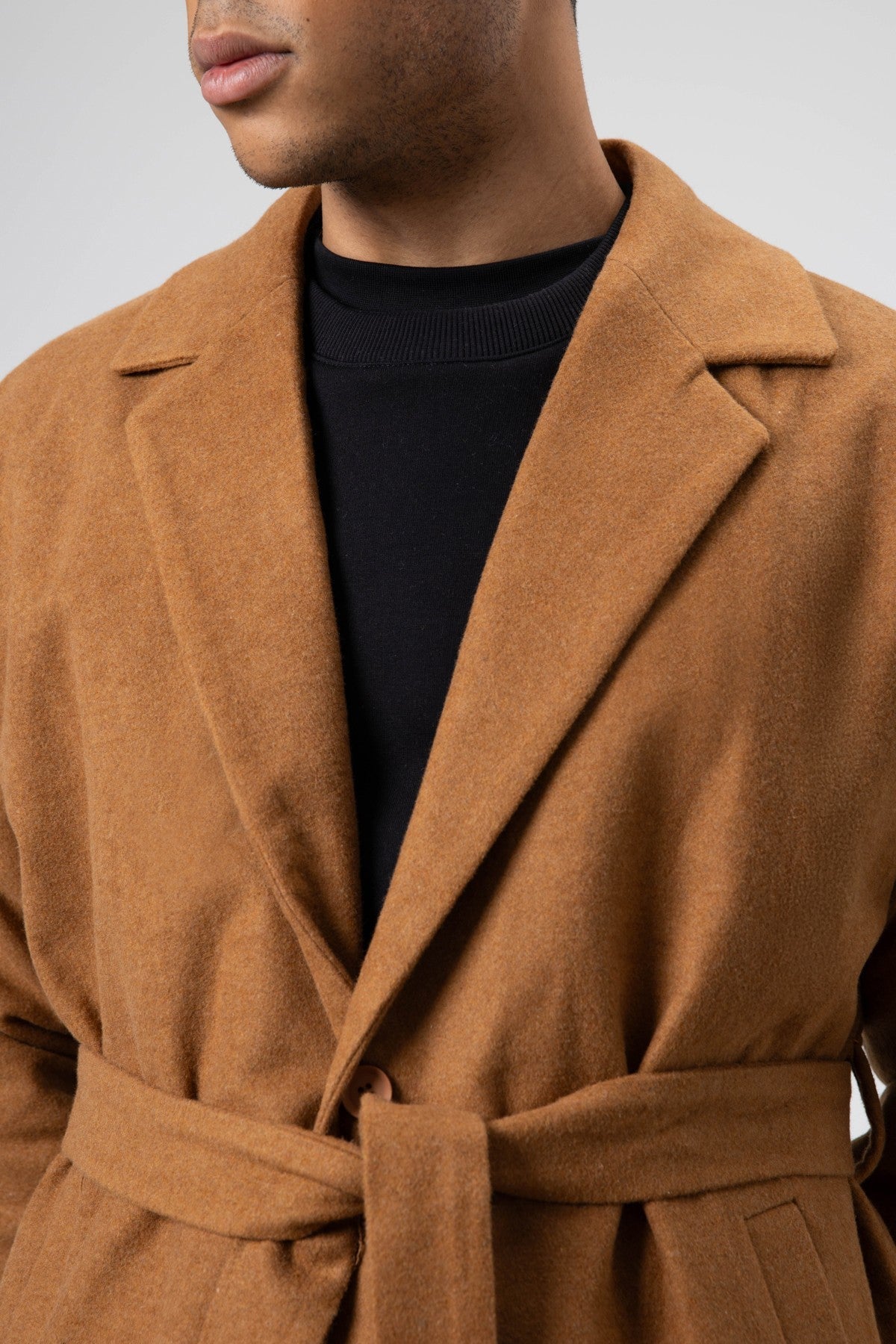 Kemerli Oversize Kaşe Kaban
