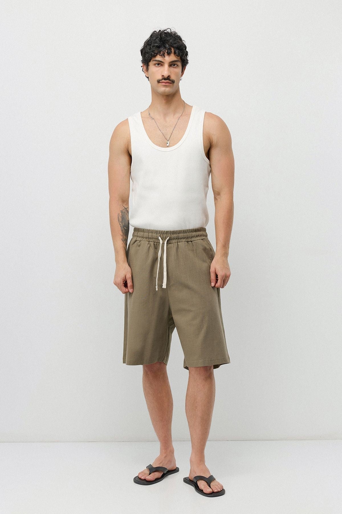 Basic Oversize Keten Şort