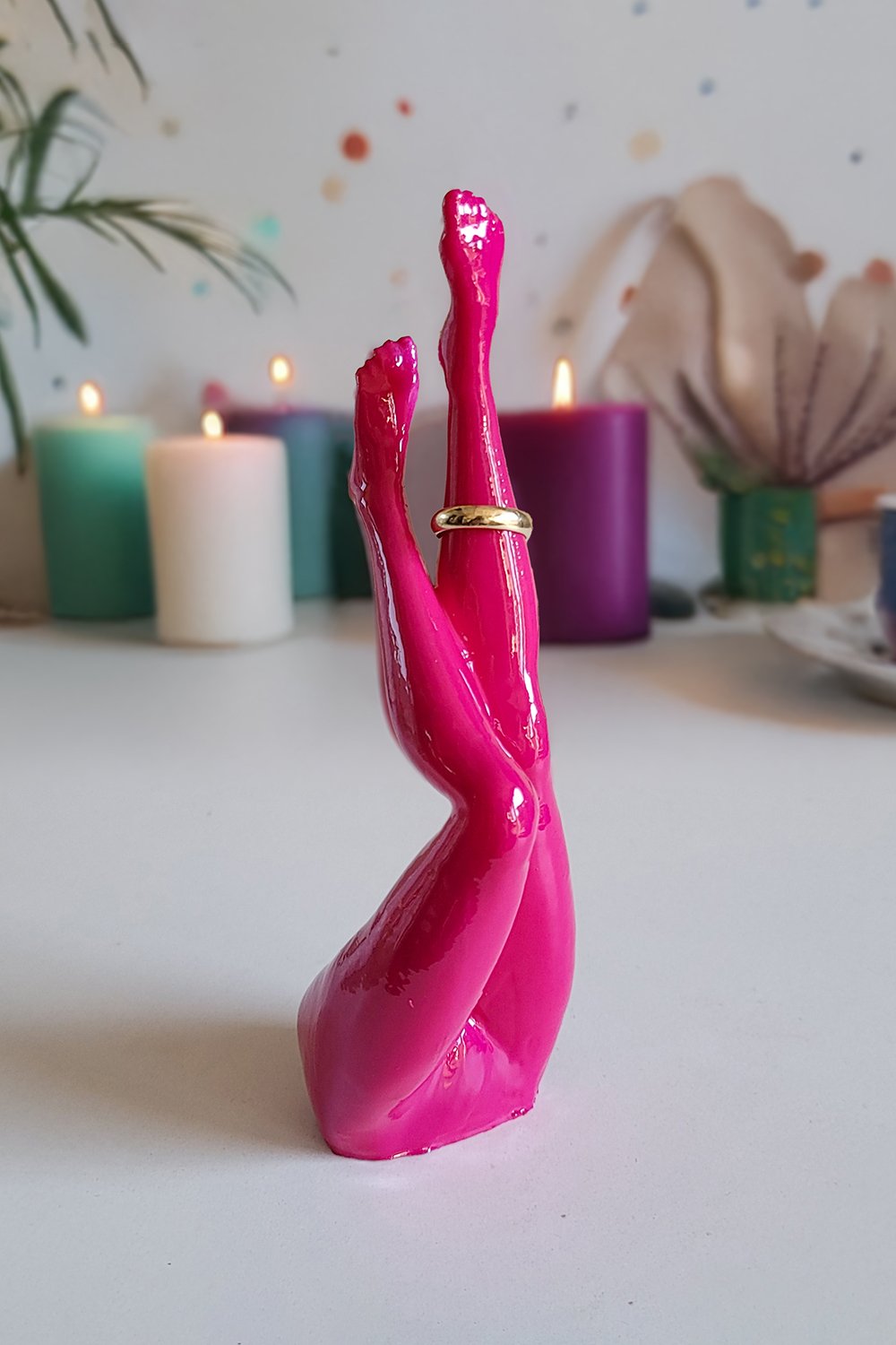 42A35 Home & Living-Bacak Yüzük Düzenleyici | Fuşya-Takı Standı-1-Milagron.com