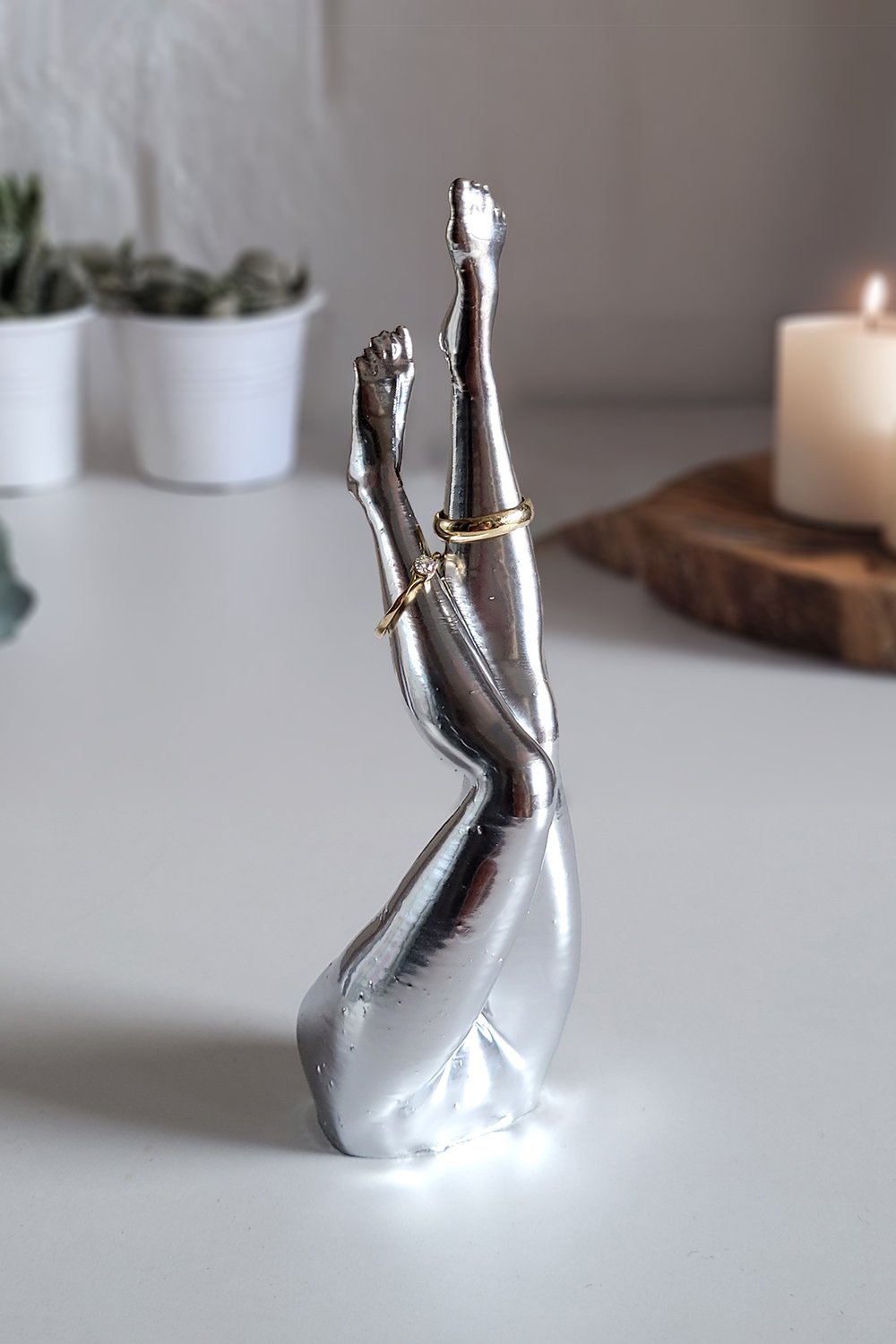 42A35 Home & Living-Bacak Yüzük Düzenleyici | Krom Boyalı-Takı Standı-2-Milagron.com