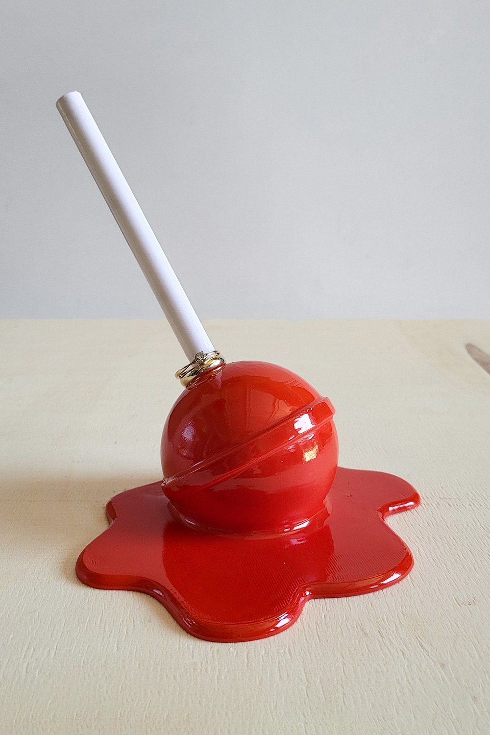42A35 Home & Living-Erimiş Lolipop Yüzük Tutacağı | Kırmızı-Takı Standı-2-Milagron.com