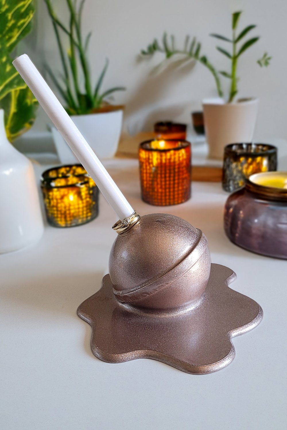 42A35 Home & Living-Erimiş Lolipop Yüzük Tutacağı | Rose Gold-Takı Standı-2-Milagron.com