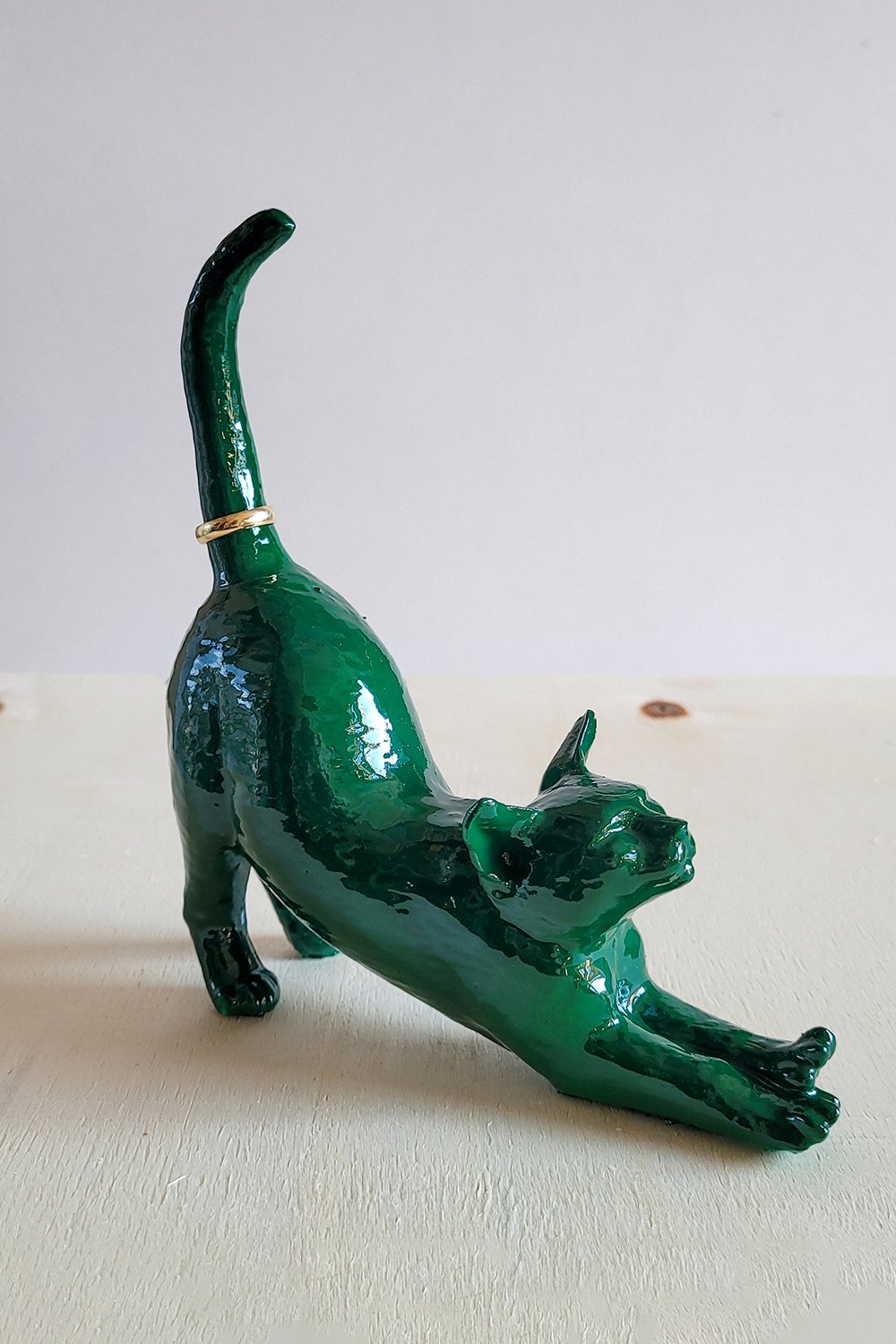 42A35 Home & Living-Esneyen Kedi Yüzük Düzenleyici | Zümrüt Yeşi̇li̇-Takı Standı-2-Milagron.com