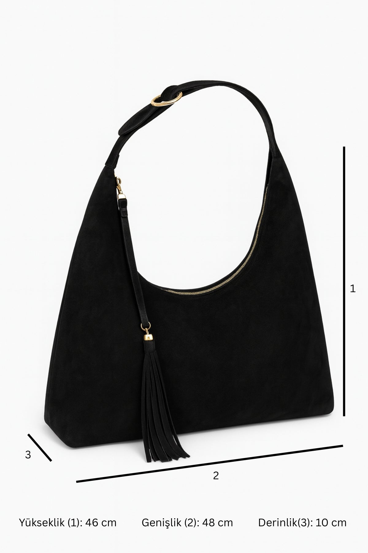 Sorre Xl Suede Omuz Çantası | Siyah