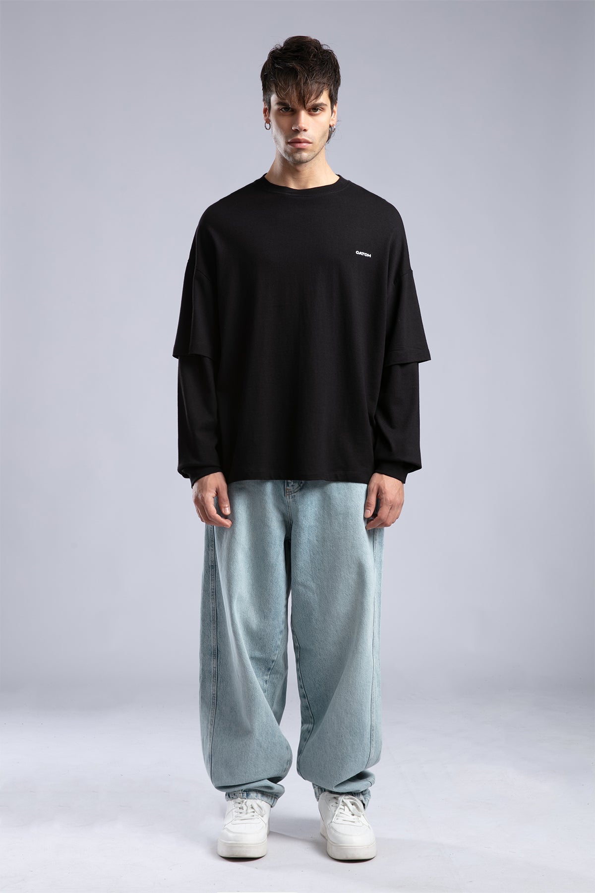 Catch-Minimal Logo Detaylı Basic İnce Sweatshirt-Sweatshirts & Hoodies-1-Milagron.com