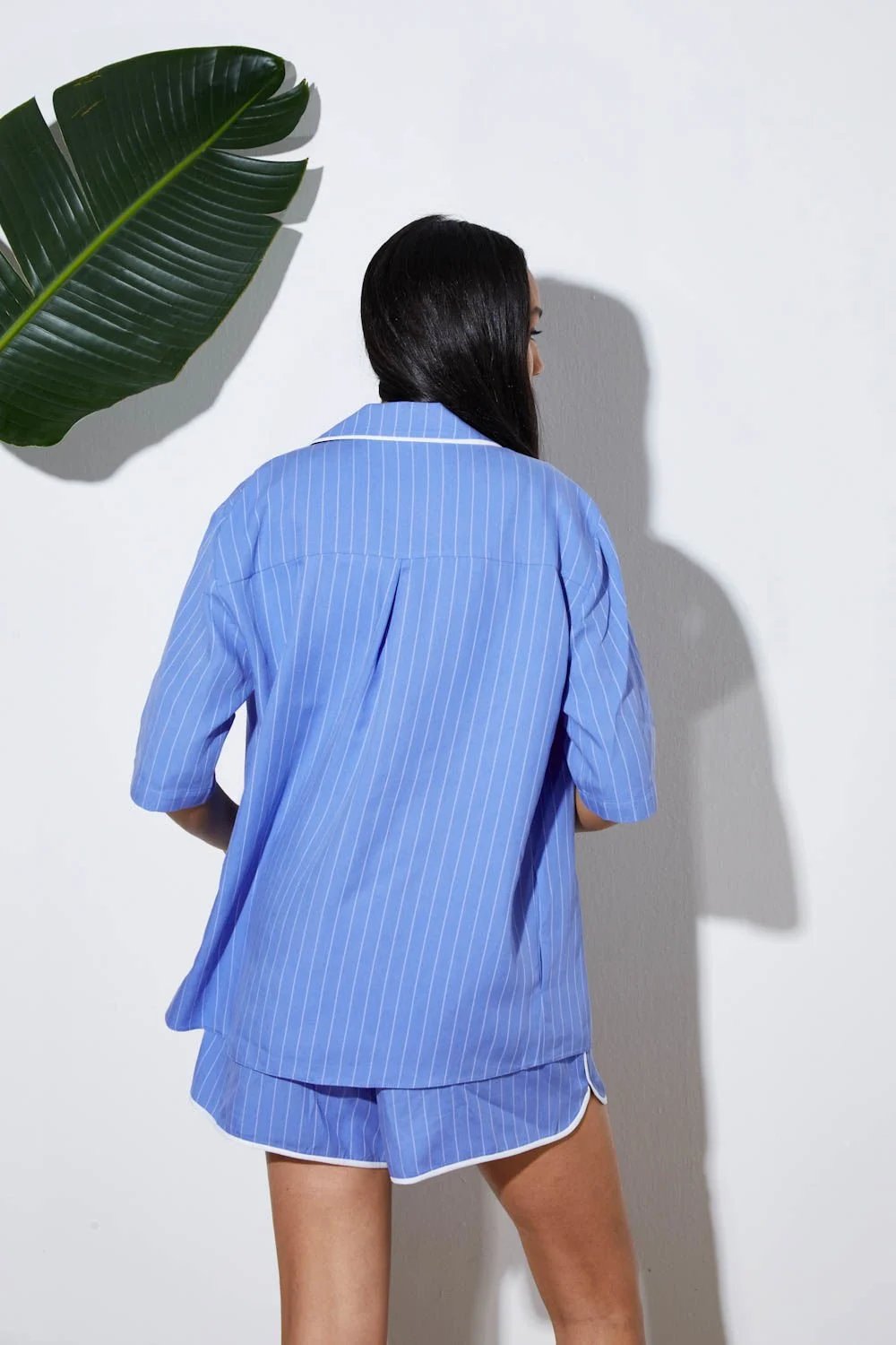 A Simple Way Co-Çizgili Şortlu Takım-Pijama Takımı-5-Milagron.com